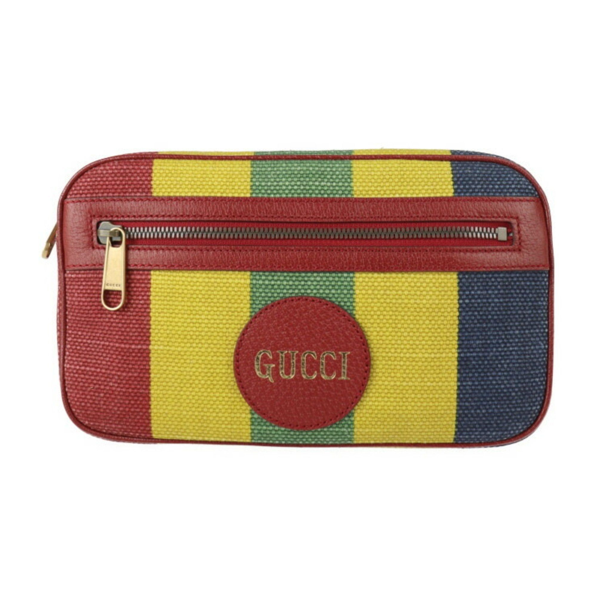 image of Gucci Baiadera Waist Bag 625895 Notation Size 80.32 Canvas Leather Multicolor Gold Metal Fittings B