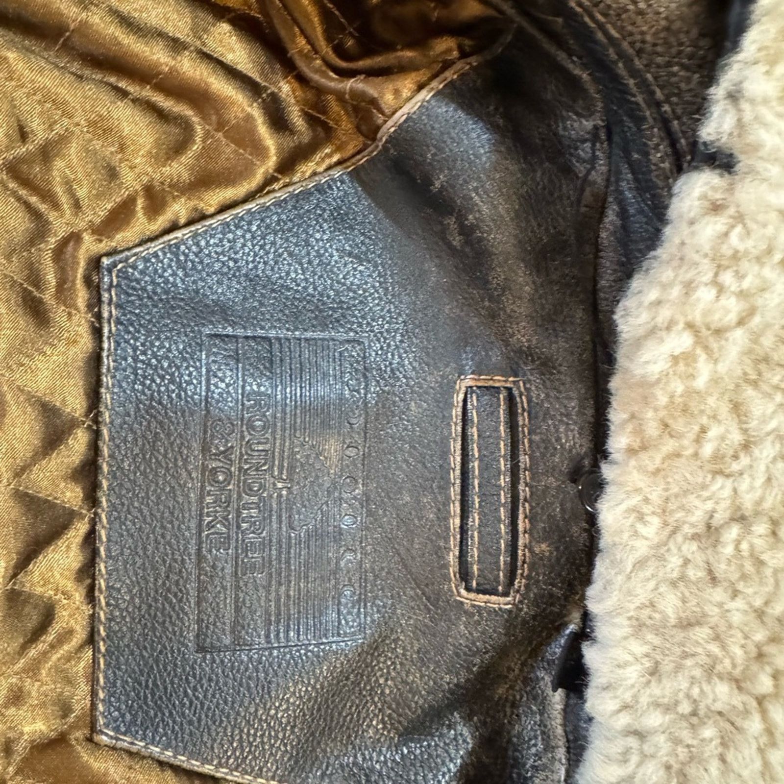 Roundtree & Yorke Roundtree & Yorke Bomber Leather Jacket w/ Shearling Collar Size US XL / EU 56 / 4 - 4 Thumbnail