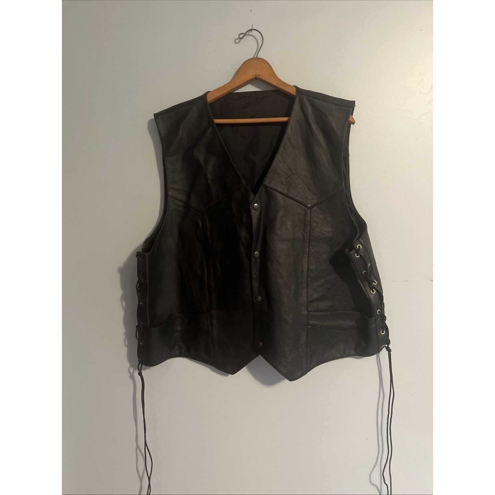 Other Custom Genuine Leather Vest Mens 3XL Black Biker Motorcycle Size US XXL / EU 58 / 5 - 1 Thumbnail
