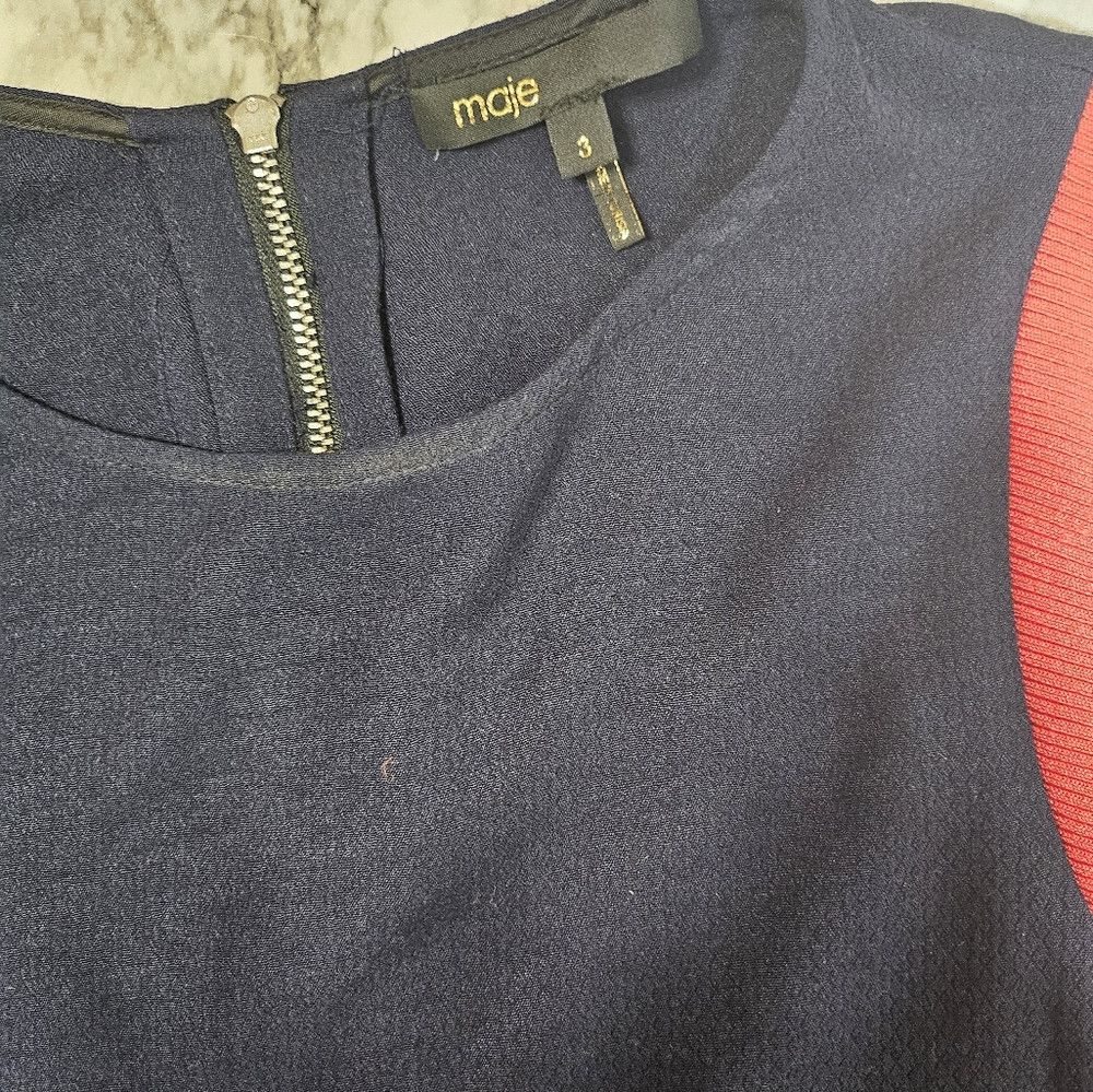Maje Maje Crew Neck Varsity Stripe Navy Blue Red White Sweater 3 Size L / US 10 / IT 46 - 5 Thumbnail