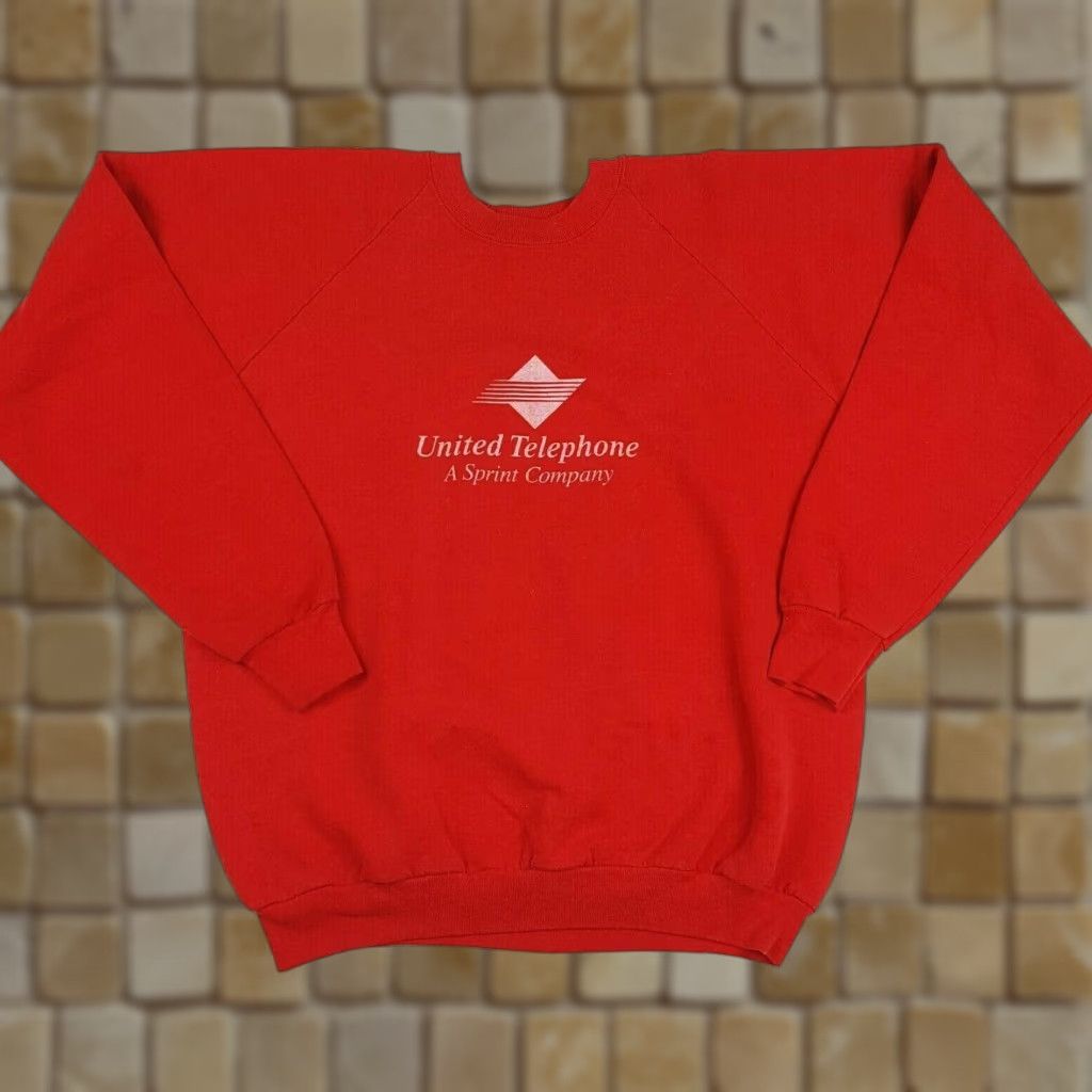 Fruit Of The Loom VINTAGE 80s Sprint United Telephone Crewneck Sweatshirt Mens XL Red Retro USA Size US XL / EU 56 / 4 - 1 Thumbnail