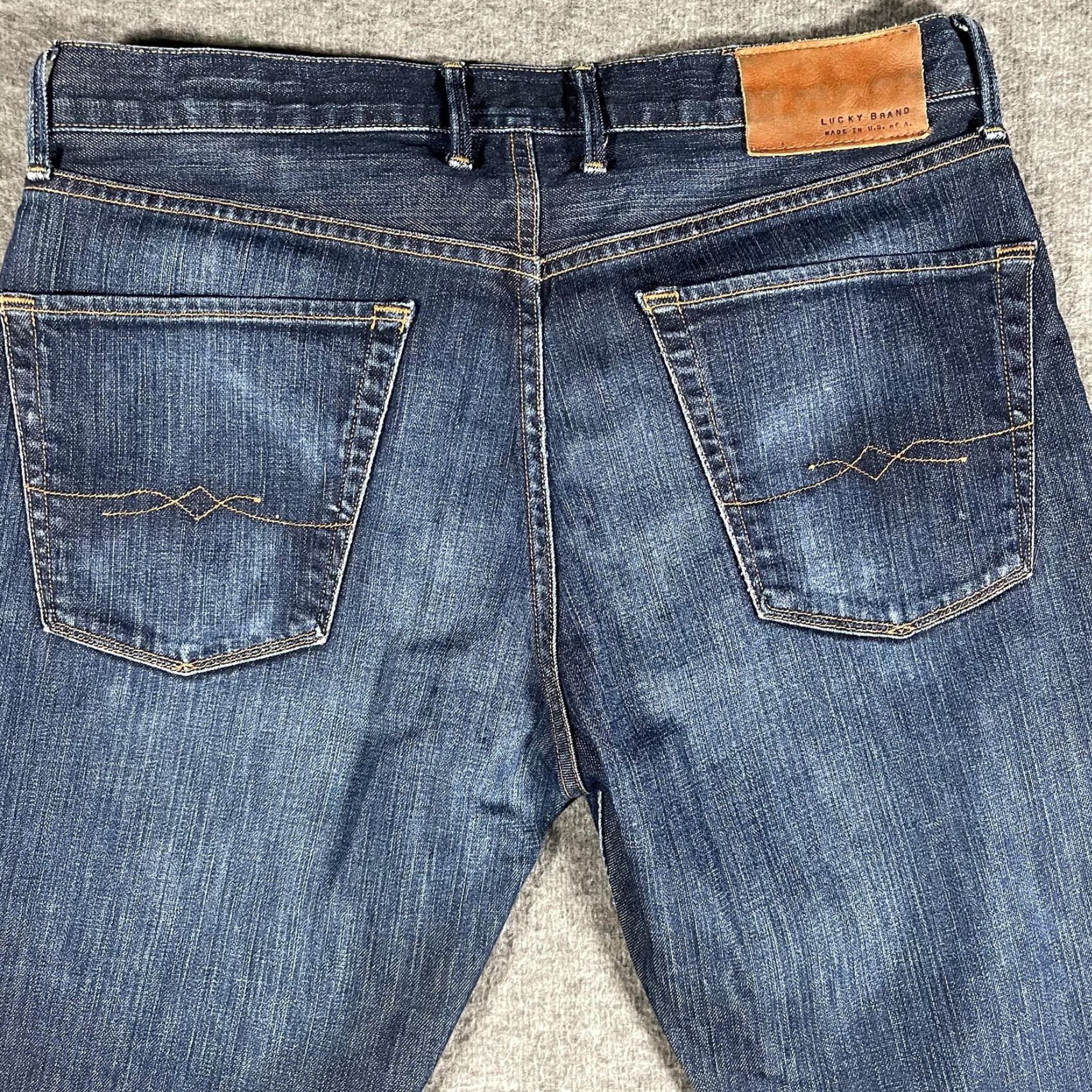 Lucky Brand Lucky Brand 121 Heritage Slim Straight Jeans Mens 33x31 Blue Selvage Made USA Size US 33 - 4 Thumbnail