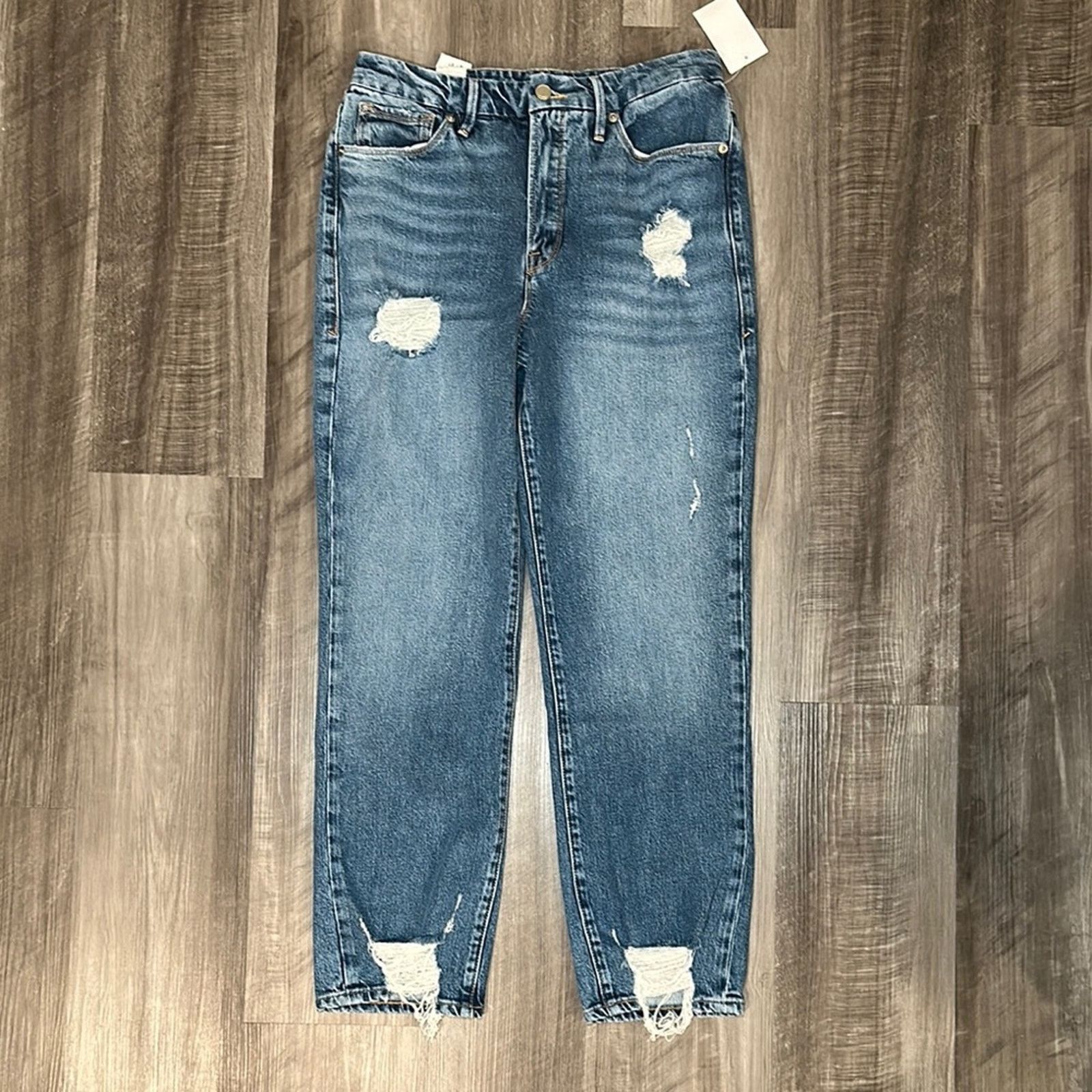 Good American Good American High Rise Distressed Boyfriend Jeans - 4/27 Size 27" / US 4 / IT 40 - 1 Thumbnail
