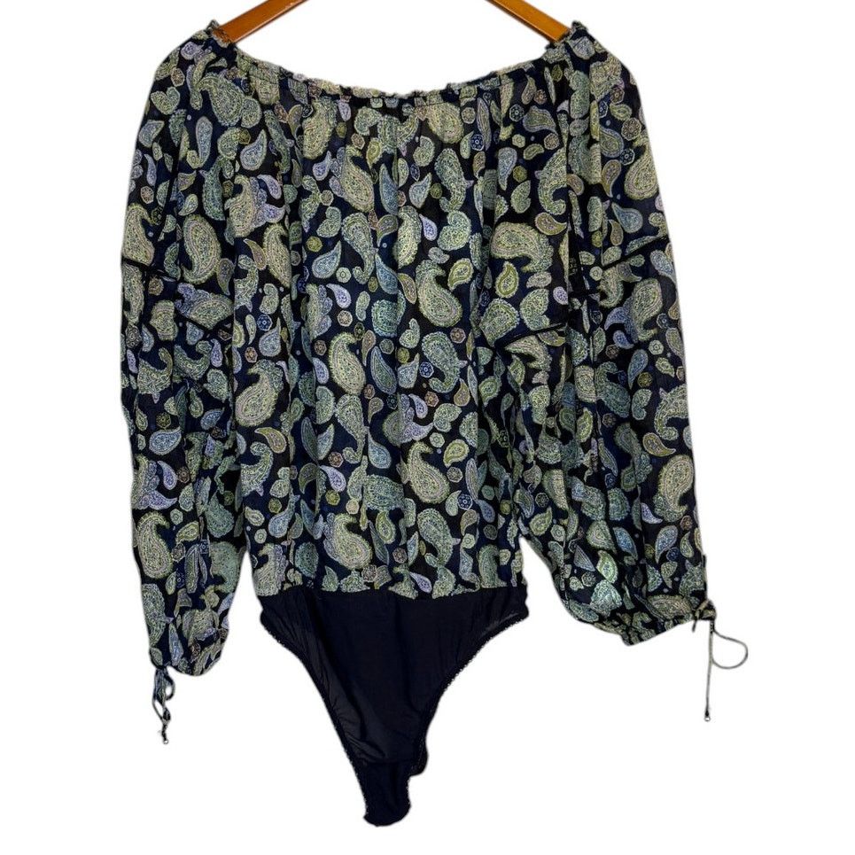 Free People Free People Bodysuit Women XS Navy Blue Sundown Paisley Boho Size XS / US 0-2 / IT 36-38 - 7 Thumbnail