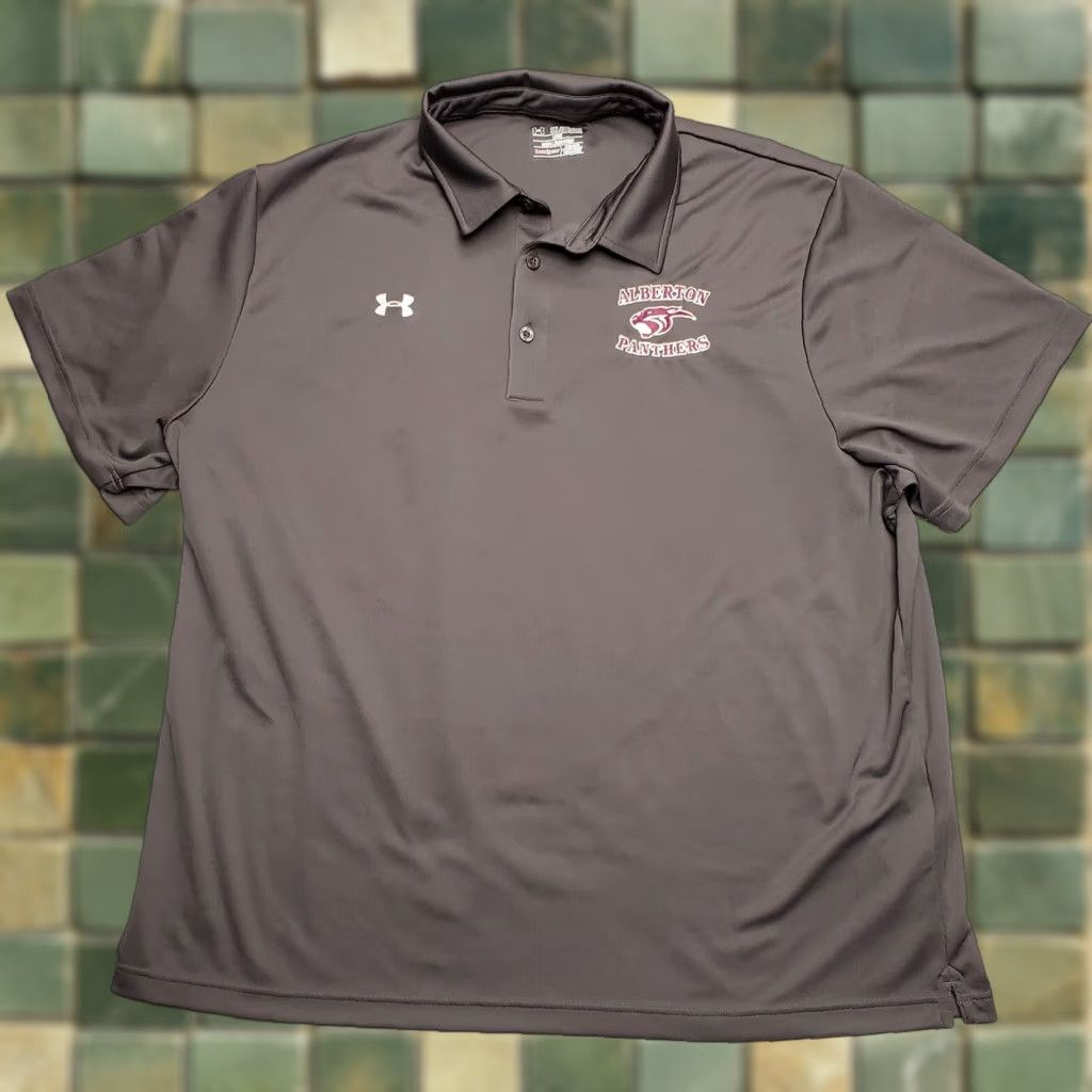 Under Armour Under Armour Shirt Mens 3XL Gray Polo Loose Fit Polyester Collared Short Sleeve Breathable UV Logo Embroidered 90s Panthers Size US XXL / EU 58 / 5 - 1 Thumbnail