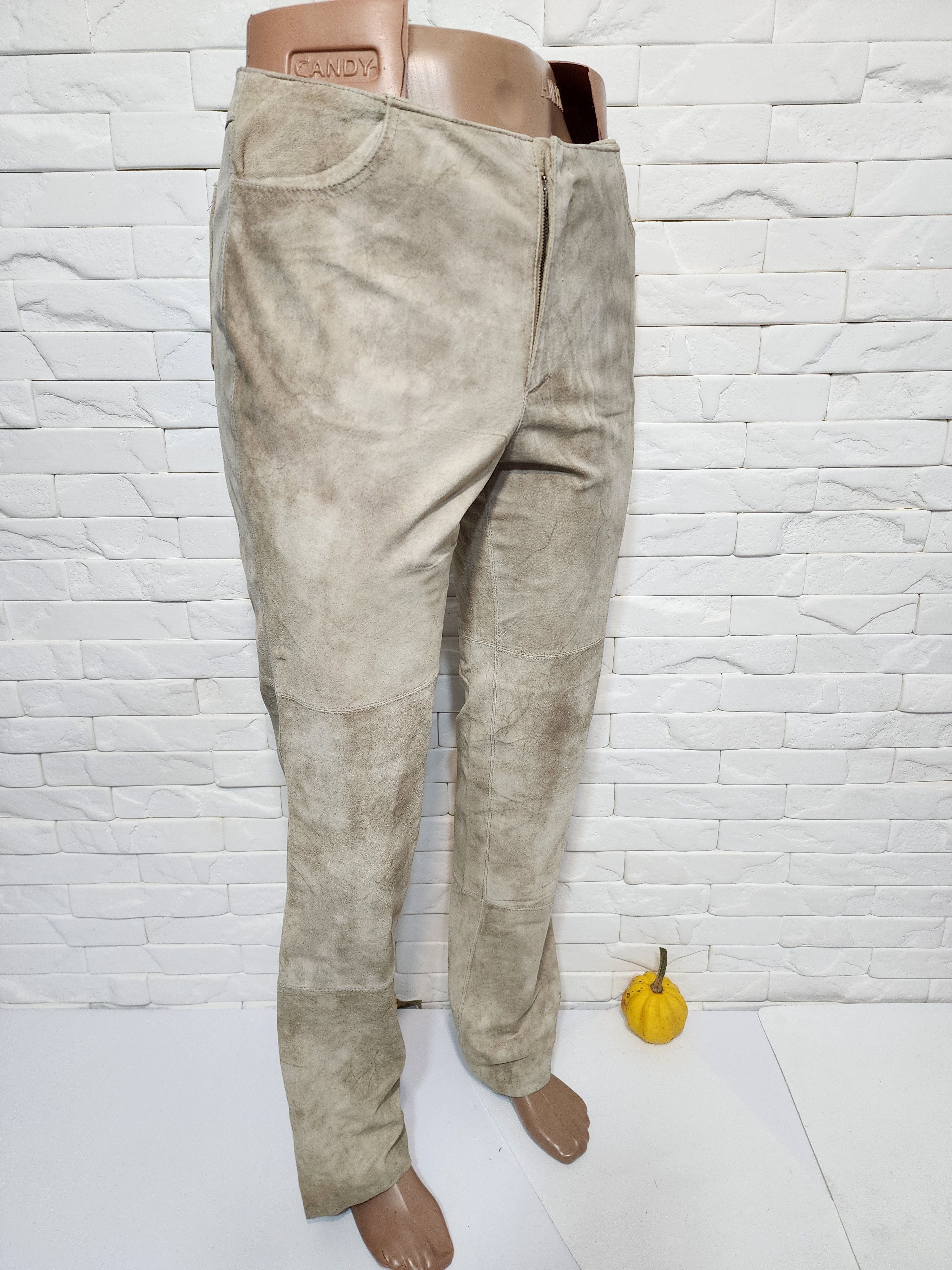 Genuine Leather Gray Leather Pants: Men's Soft Suede Trousers Size US 33 - 3 Thumbnail