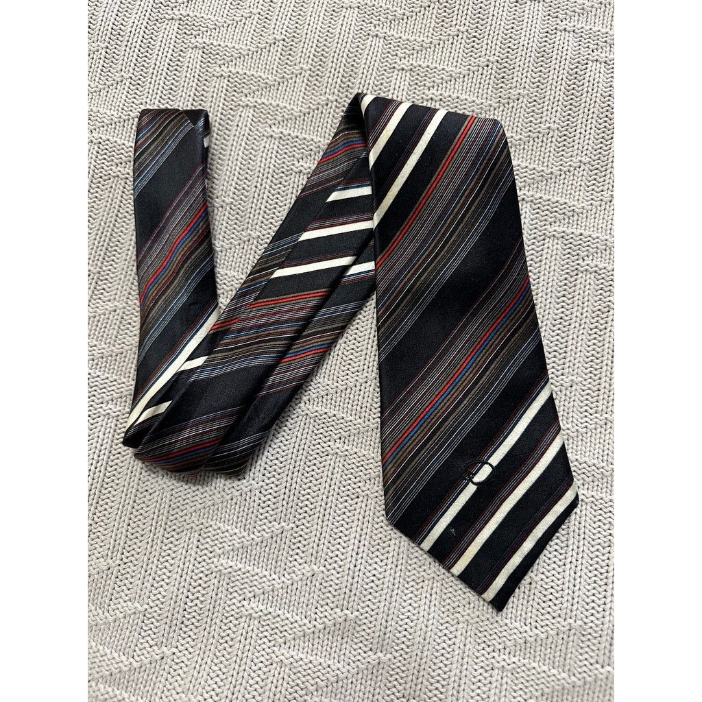 Oscar de la Renta brown striped silk tie