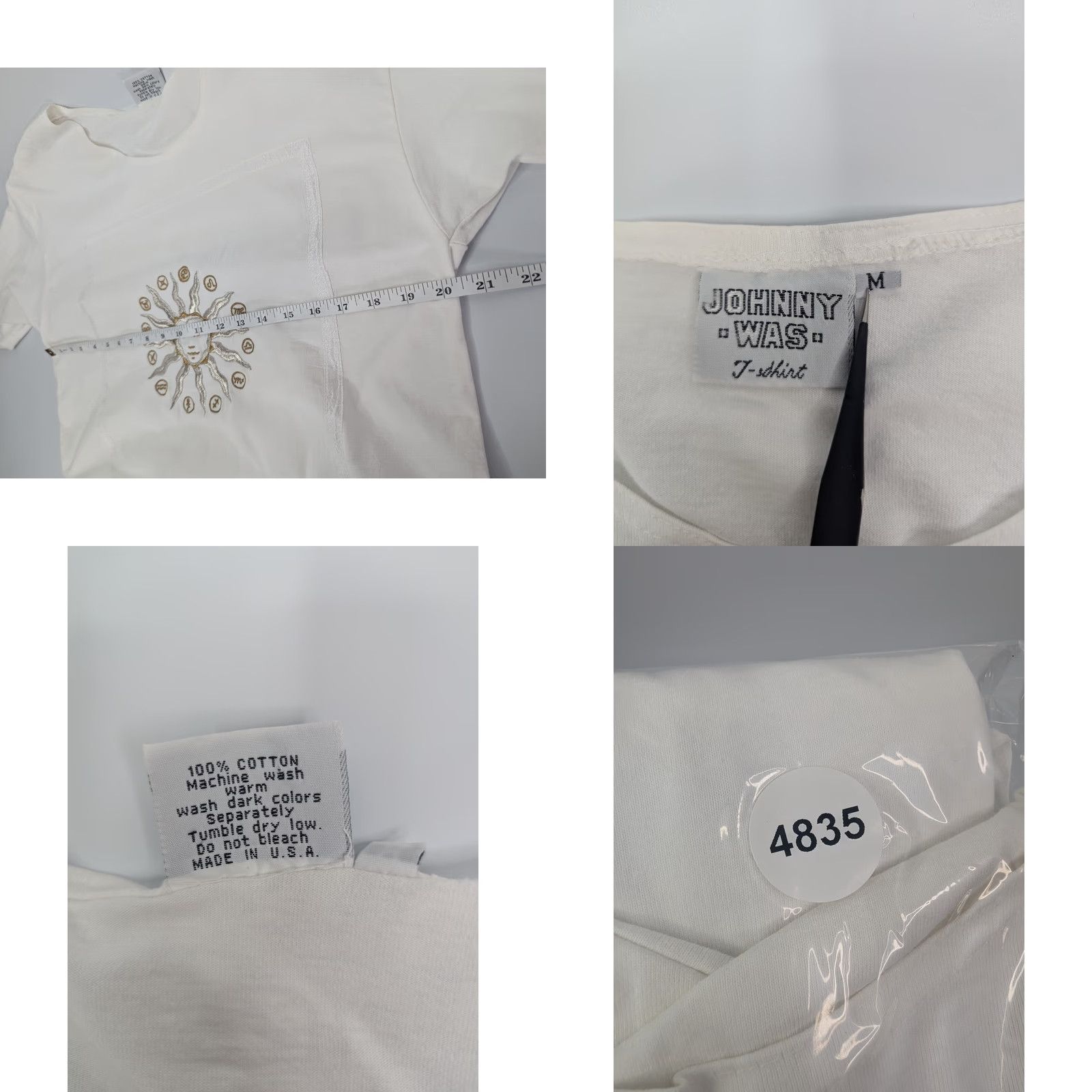 Johnny Was VINTAGE Johnny Was T-Shirt Dress White Midi Embroidery Sun Astrology Womens XS? Size M / US 6-8 / IT 42-44 - 8 Thumbnail