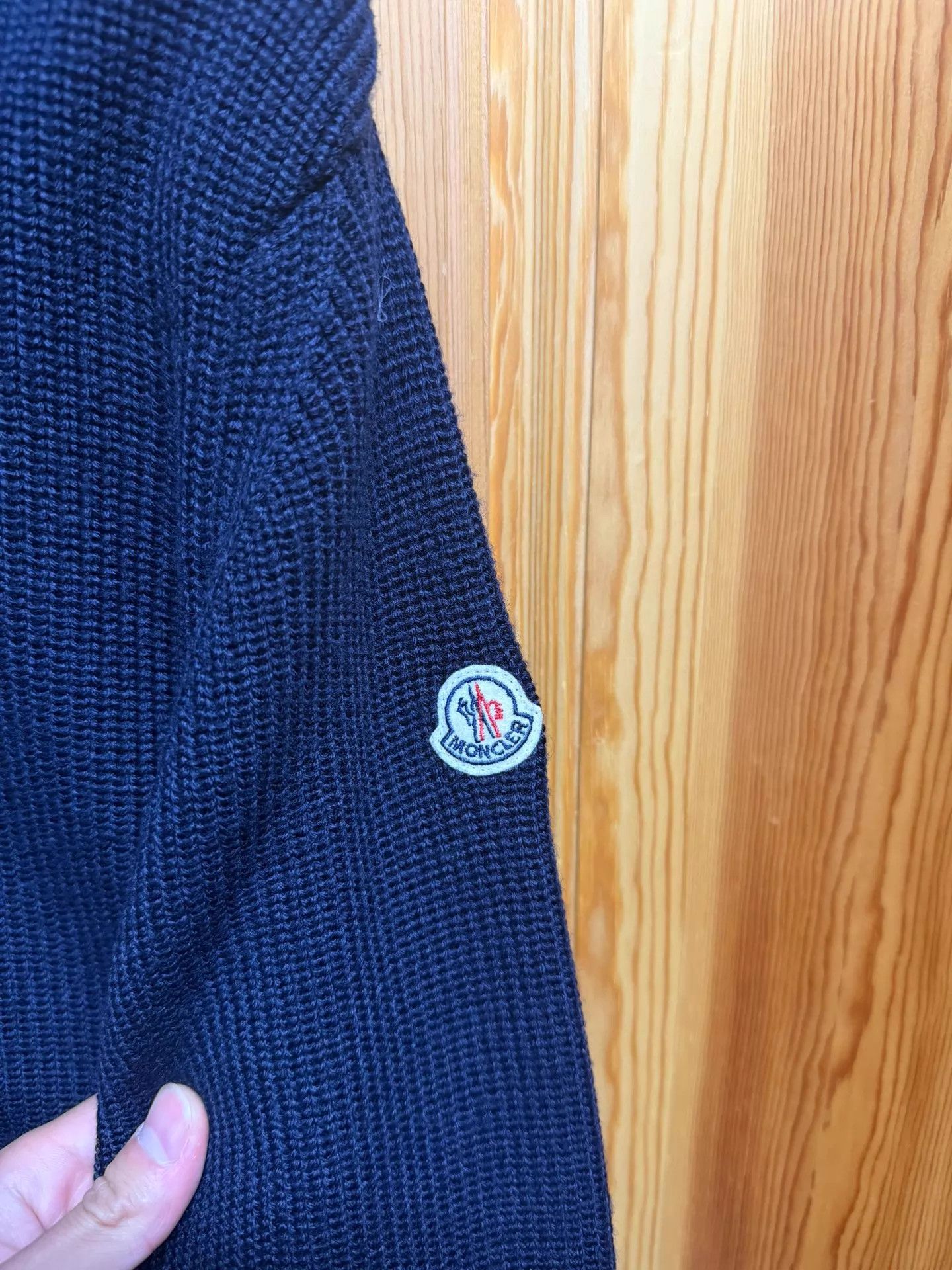 Moncler Moncler Navy Sleeve Logo Knit-Blend Down Zip Hood Jacket Size US M / EU 48-50 / 2 - 2 Thumbnail