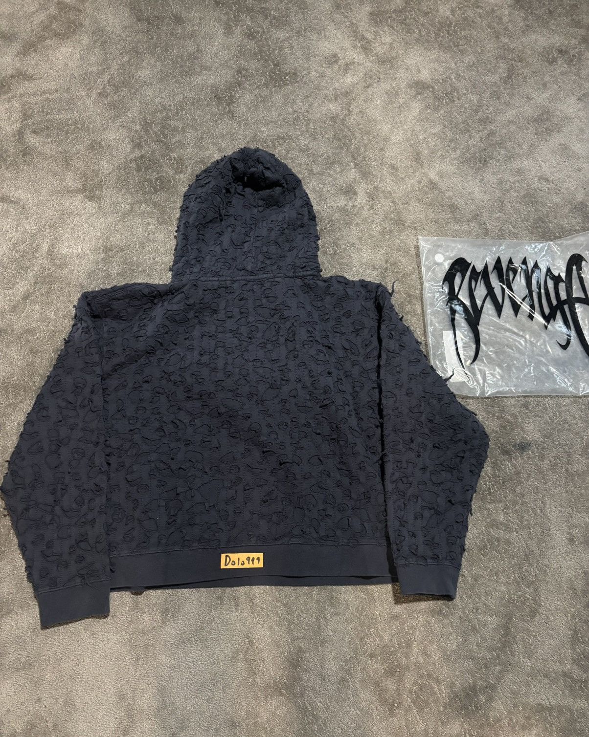 Revenge Thrashed Boro Arch Logo Hoodie Navy/White Size US XL / EU 56 / 4 - 2 Thumbnail