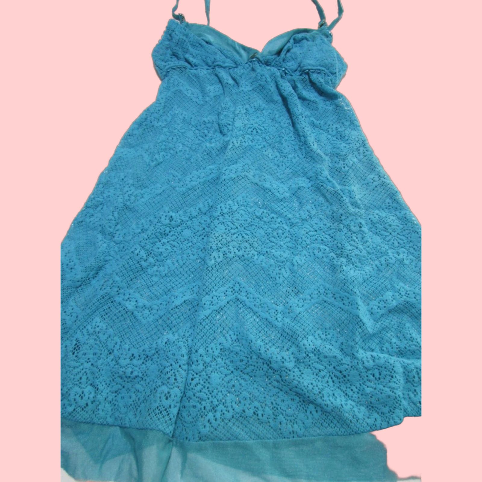 Victorias Secret Victoria Secret Lingerie Womens Extra Small Blue Wireless Lace Sheer Floral Sexy Chemise