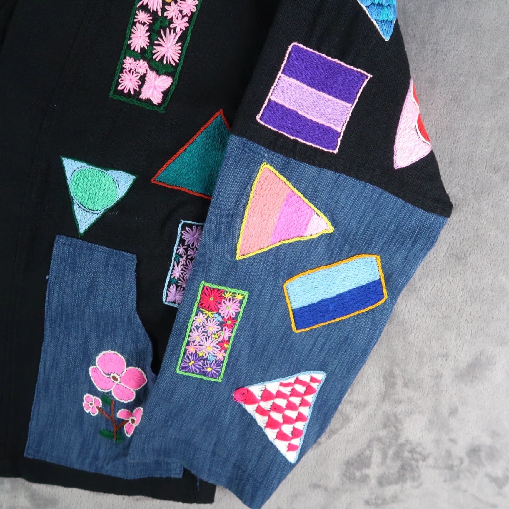Vintage Handmade Cardigan Women One Size Black Hand Embroidered From Thailand Size ONE SIZE - 4 Thumbnail