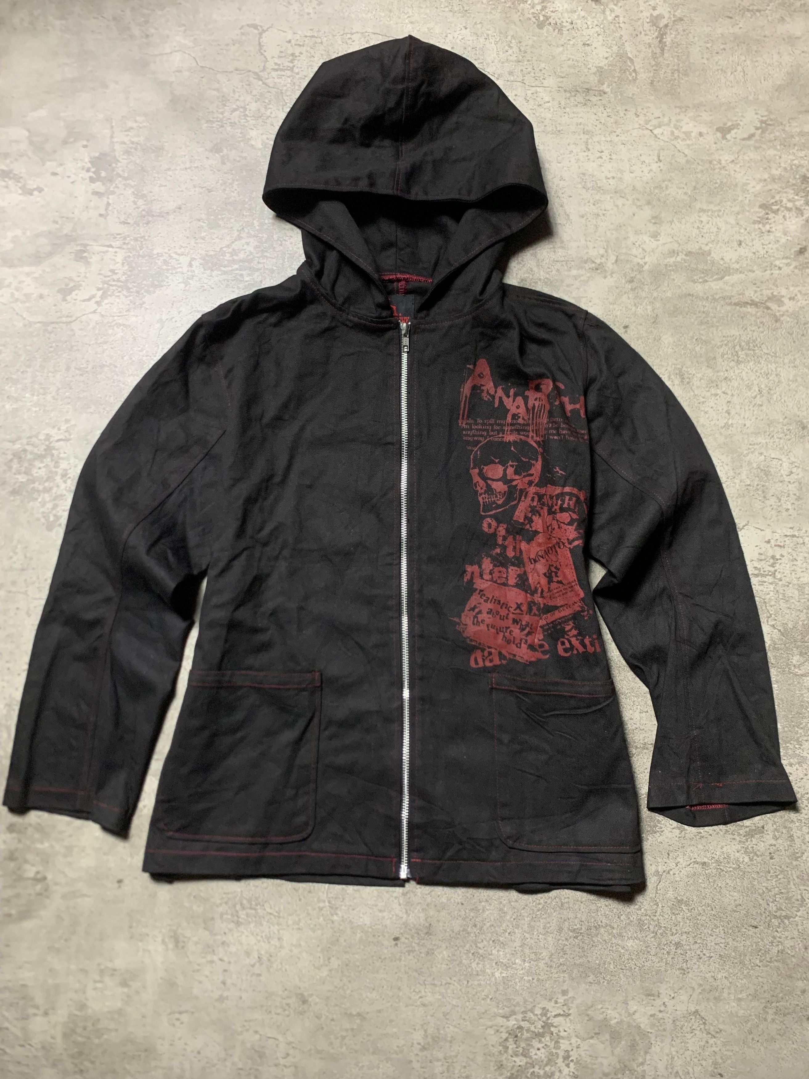 H.Anarchy by H.Naoto Skull Black Zip Up Hoodie Jacket