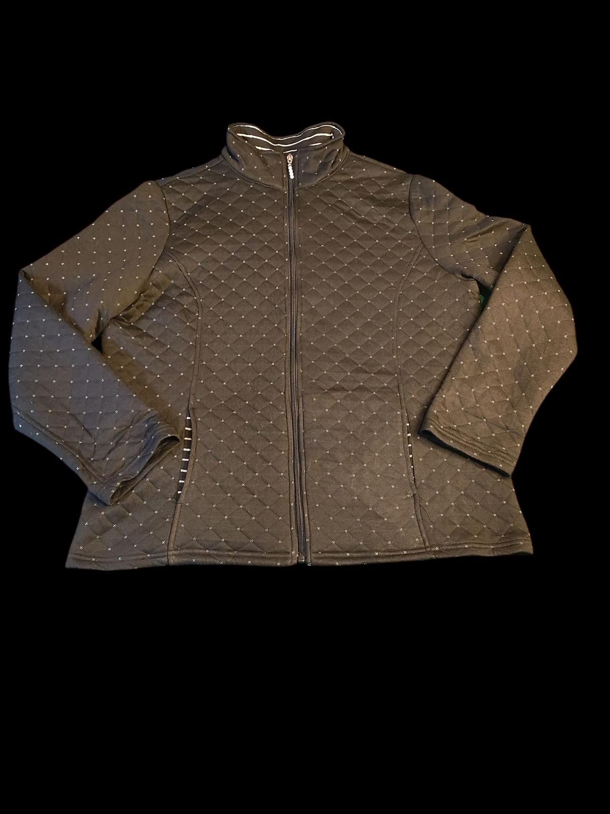 Designer Stylish Quilted Black Jacket by Emily Daniels Size L / US 10 / IT 46 - 2 Thumbnail