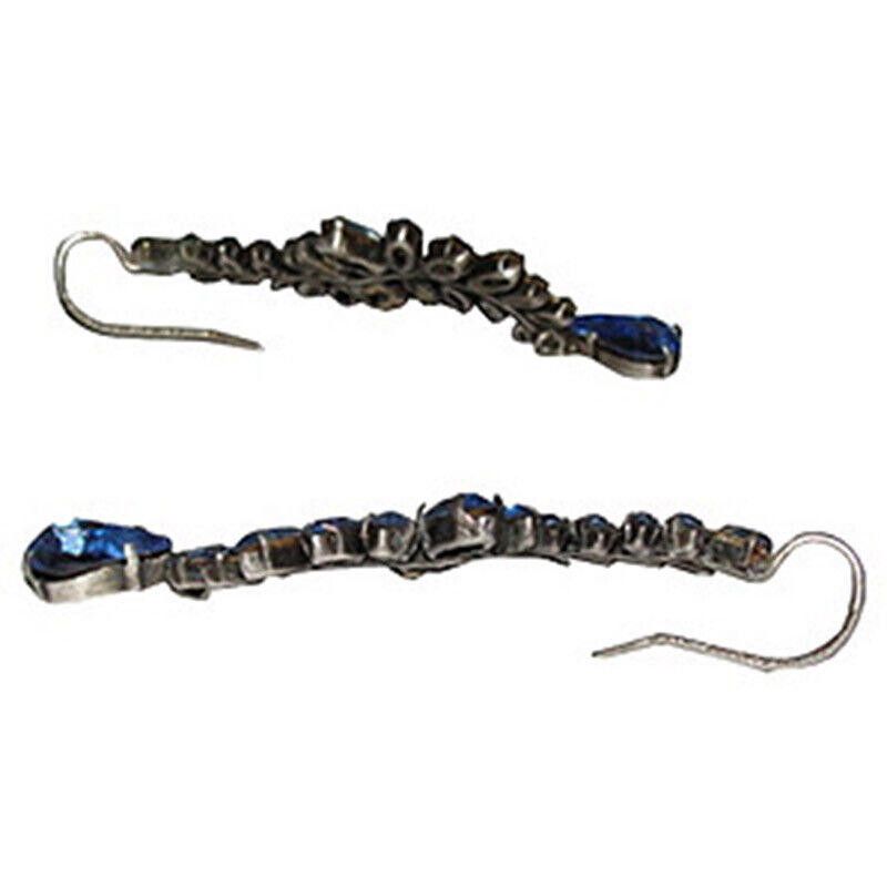 Designer Blue Sterling Drop Rhinestone Earrings Size ONE SIZE - 3 Thumbnail