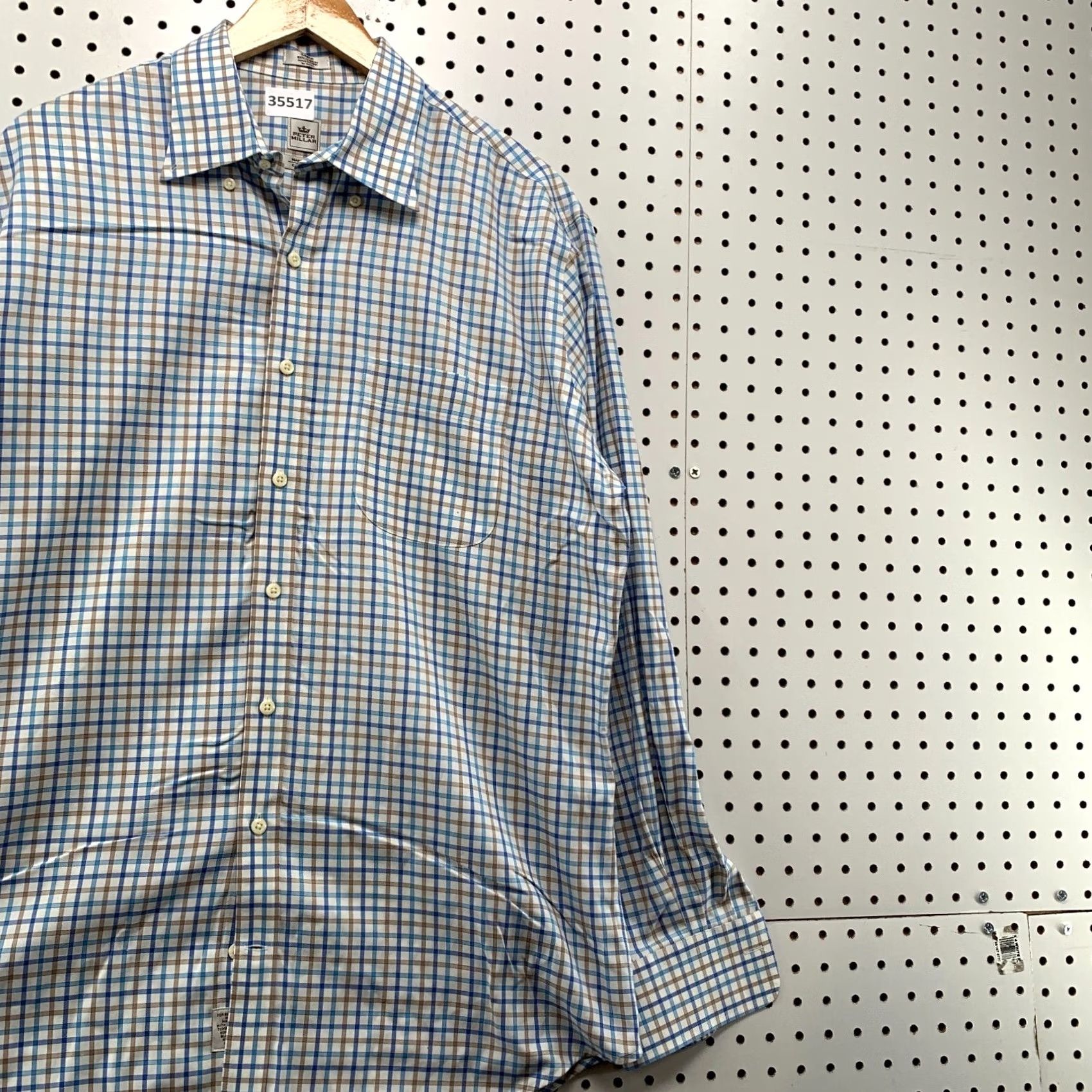 Peter Millar Peter Millar Button Shirt Mens Large Blue Check Long Sleeve Nanoluxe 24x33 Size US L / EU 52-54 / 3 - 4 Thumbnail
