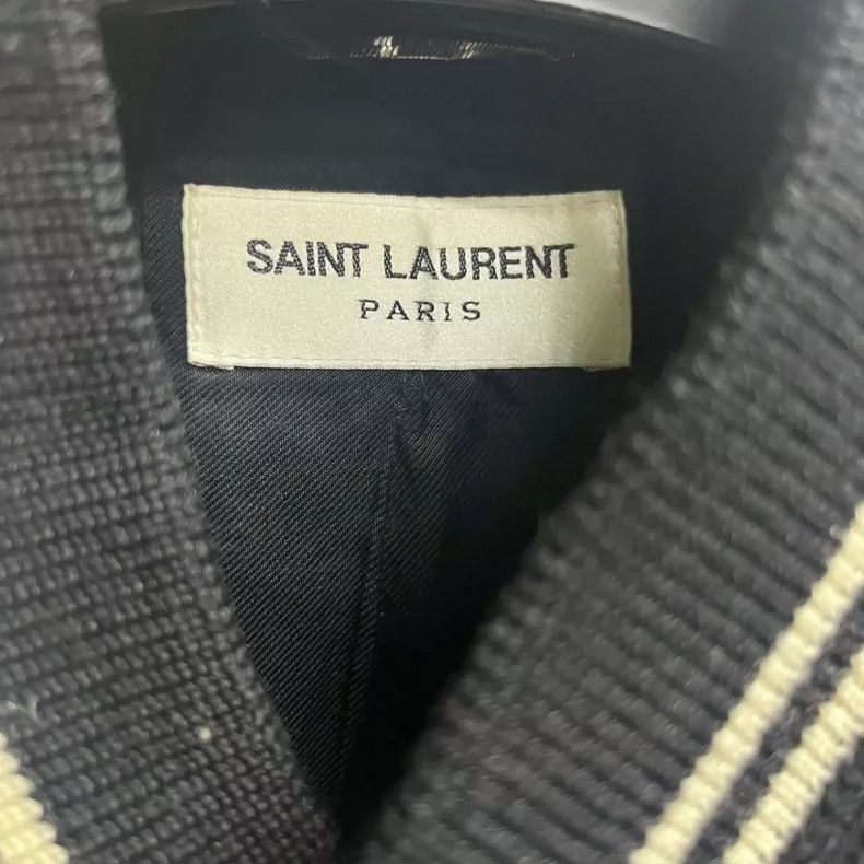 Saint Laurent Paris Saint Laurent Black Stripe Varsity Jacket- Size US L / EU 52-54 / 3 - 3 Thumbnail