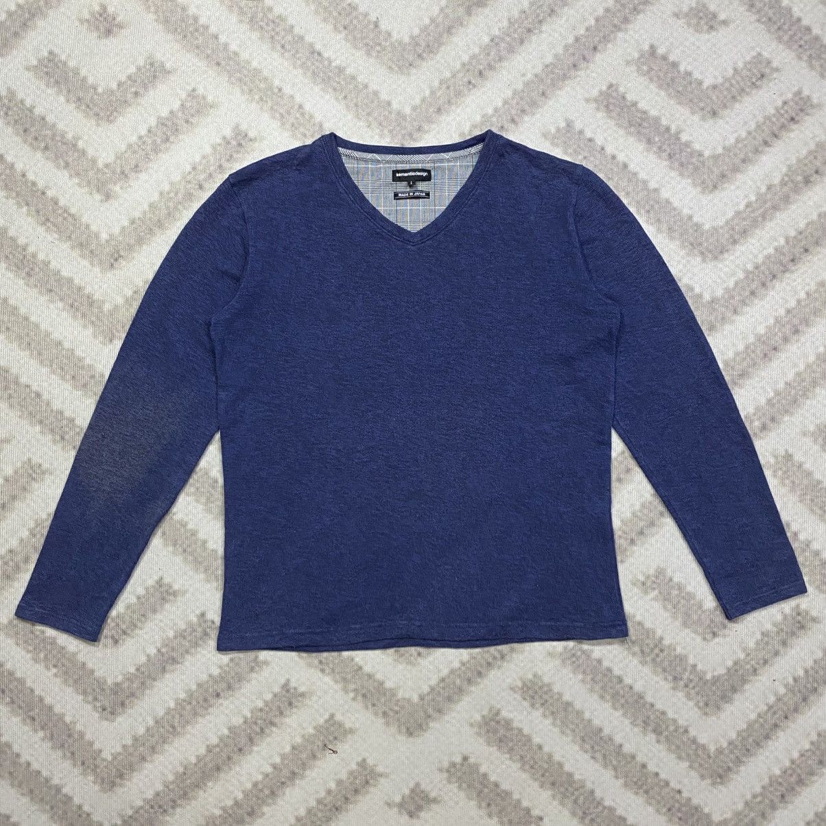 semanticdesign Made In Japan SEMANTICDESIGN Plain V-neck Long Sleeve Tee Size US M / EU 48-50 / 2 - 1 Thumbnail