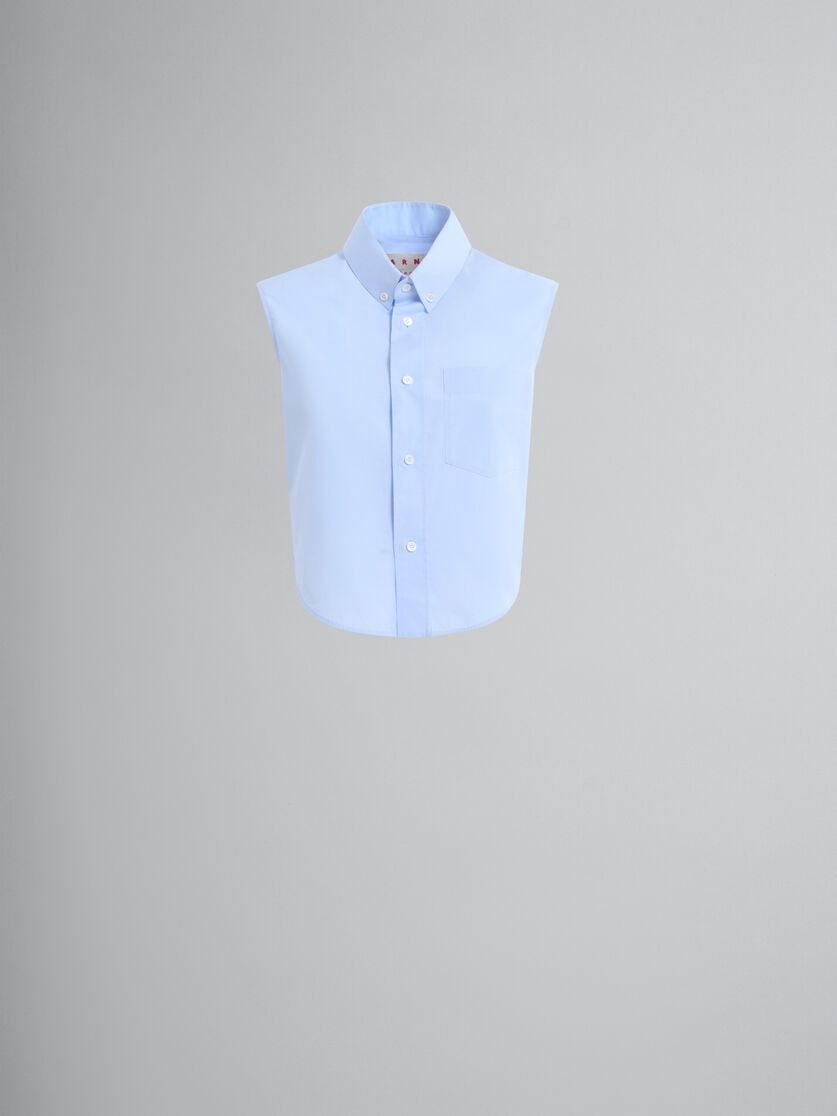 Marni oc11z0525 Organic Poplin Cropped Shirt in Blue Size L / US 10 / IT 46 - 1 Thumbnail
