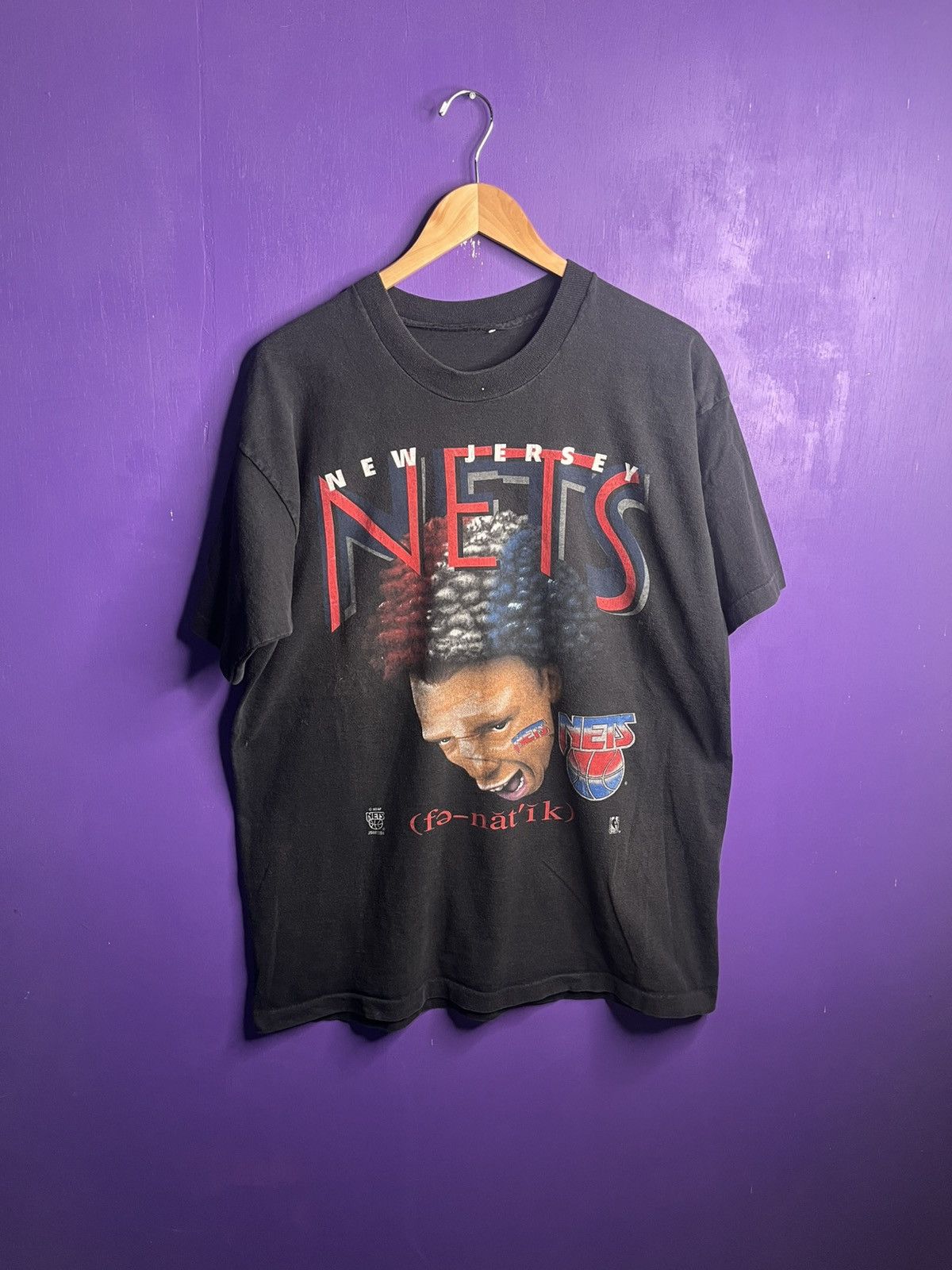 NBA × Vintage Vintage 90s New Jersey nets fanatic Afro t-shirt Size US XL / EU 56 / 4 - 1 Thumbnail