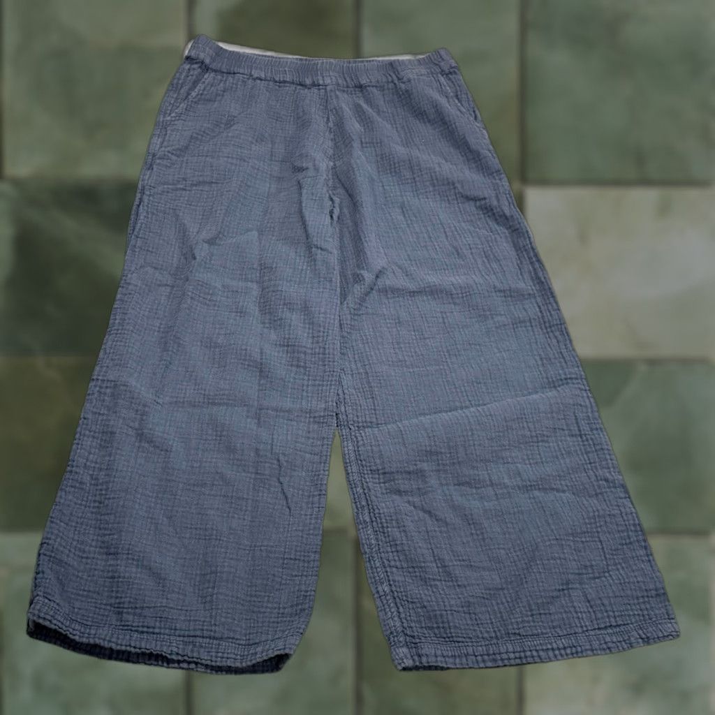 Vintage Sister Katie Pants Women Adult Small Organic Cotton Wide Leg Cropped Baggy Blue Streetwear 30W 23.5Inseam Size 28" / US 6 / IT 42 - 1 Thumbnail