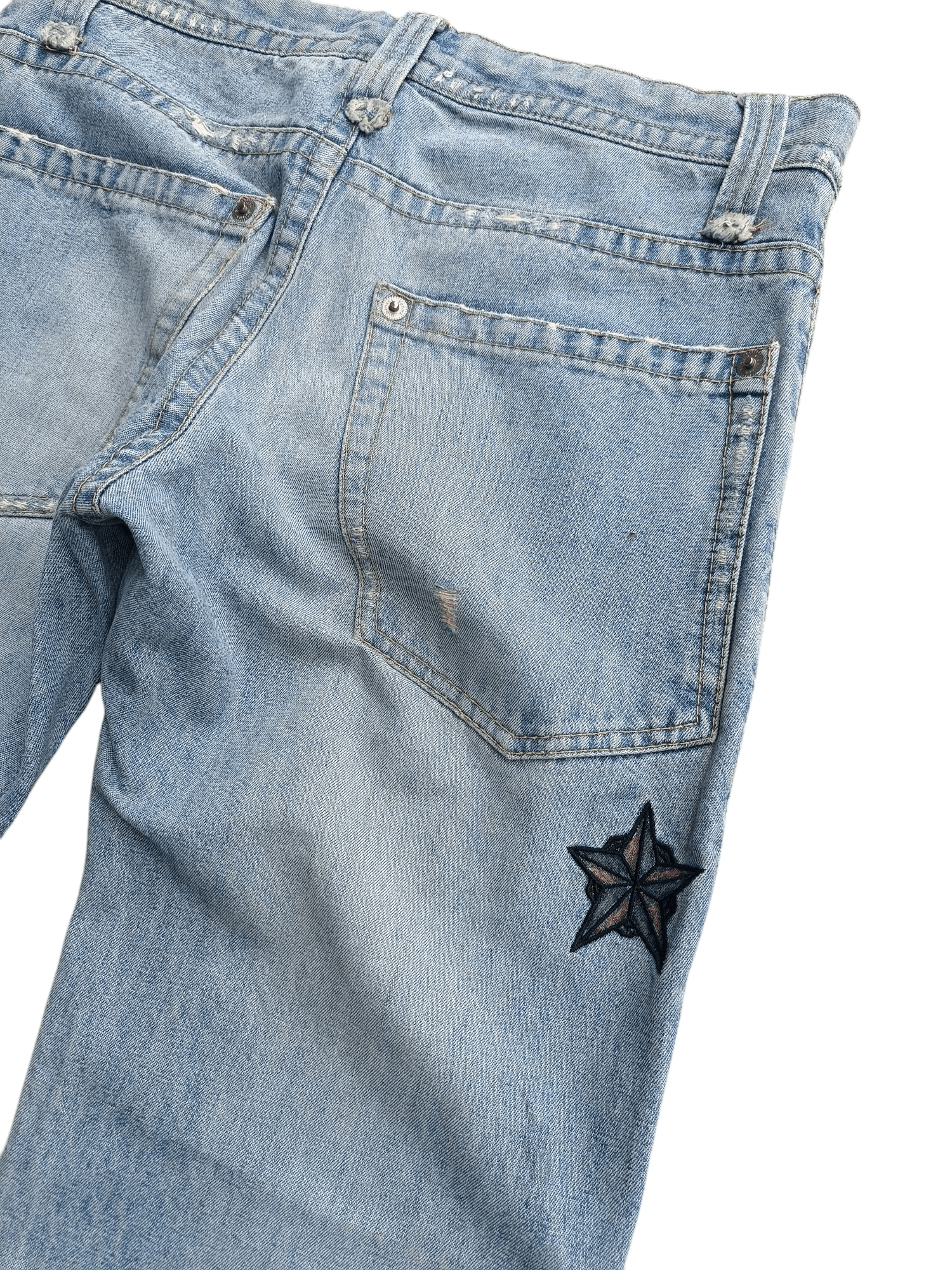 Japanese Brand × Vintage VTG FLARED Japanese Brand Distressed Embroidery Denim E222 Size US 31 - 13 Thumbnail