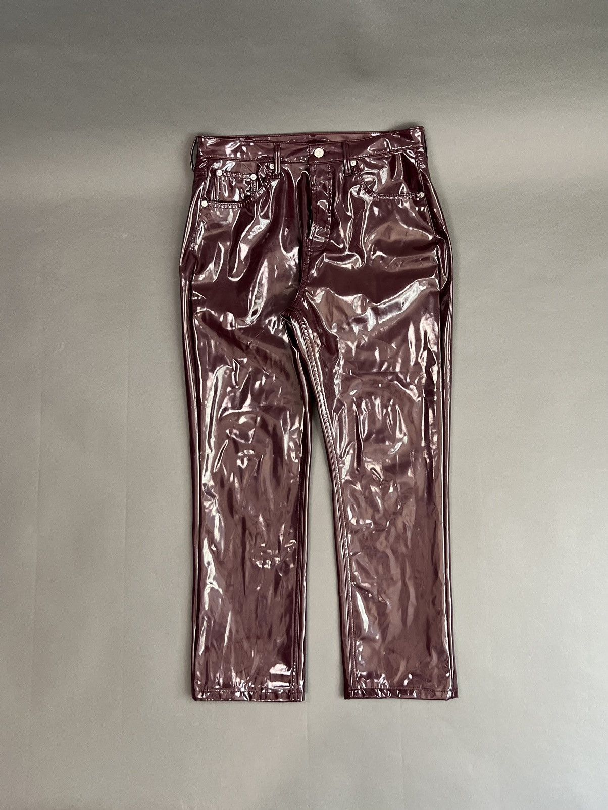 Other MAROON GLOSS POLYURETHANE PU PANTS 🍷 Size 32" / US 10 / IT 46 - 1 Thumbnail