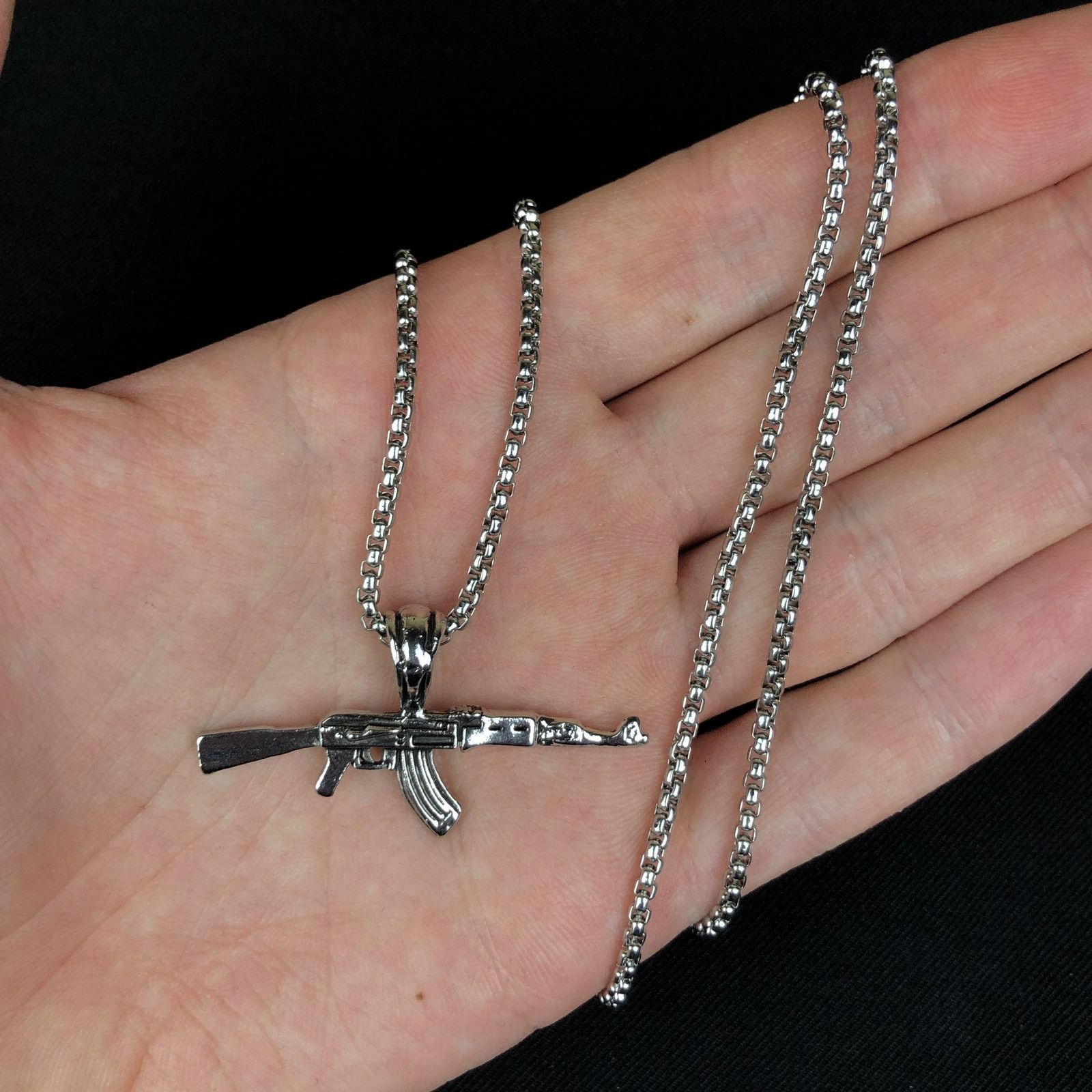 Jewelry Ak Necklace Y2K Gothic Punk Chain in Silver, Men's