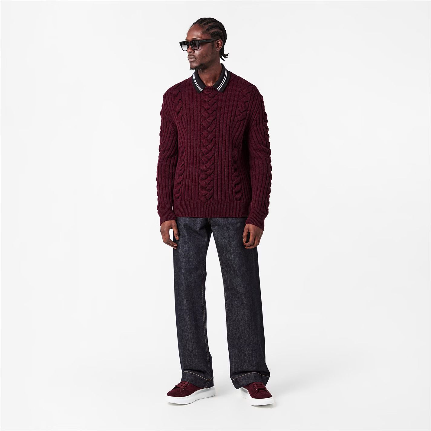 Alexander McQueen o1g2r1mq0326 Alex Cable Knit Structured Fit Crew Neck Jumper Size US XL / EU 56 / 4 - 6 Thumbnail