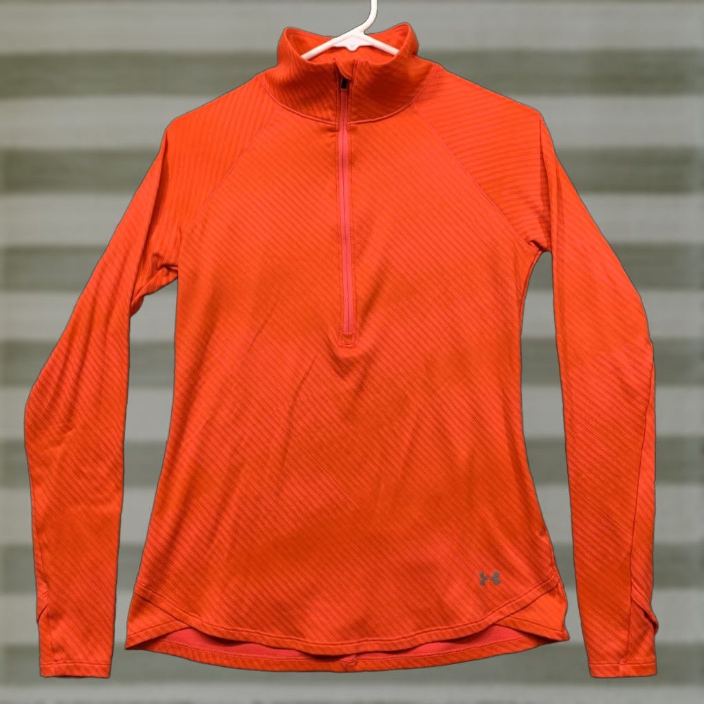Under Armour Under Armour Athletic Top Women’s M Orange Fitted Zip Pocket/Back Thumb Holes 1/2 Zip Size M / US 6-8 / IT 42-44 - 1 Thumbnail