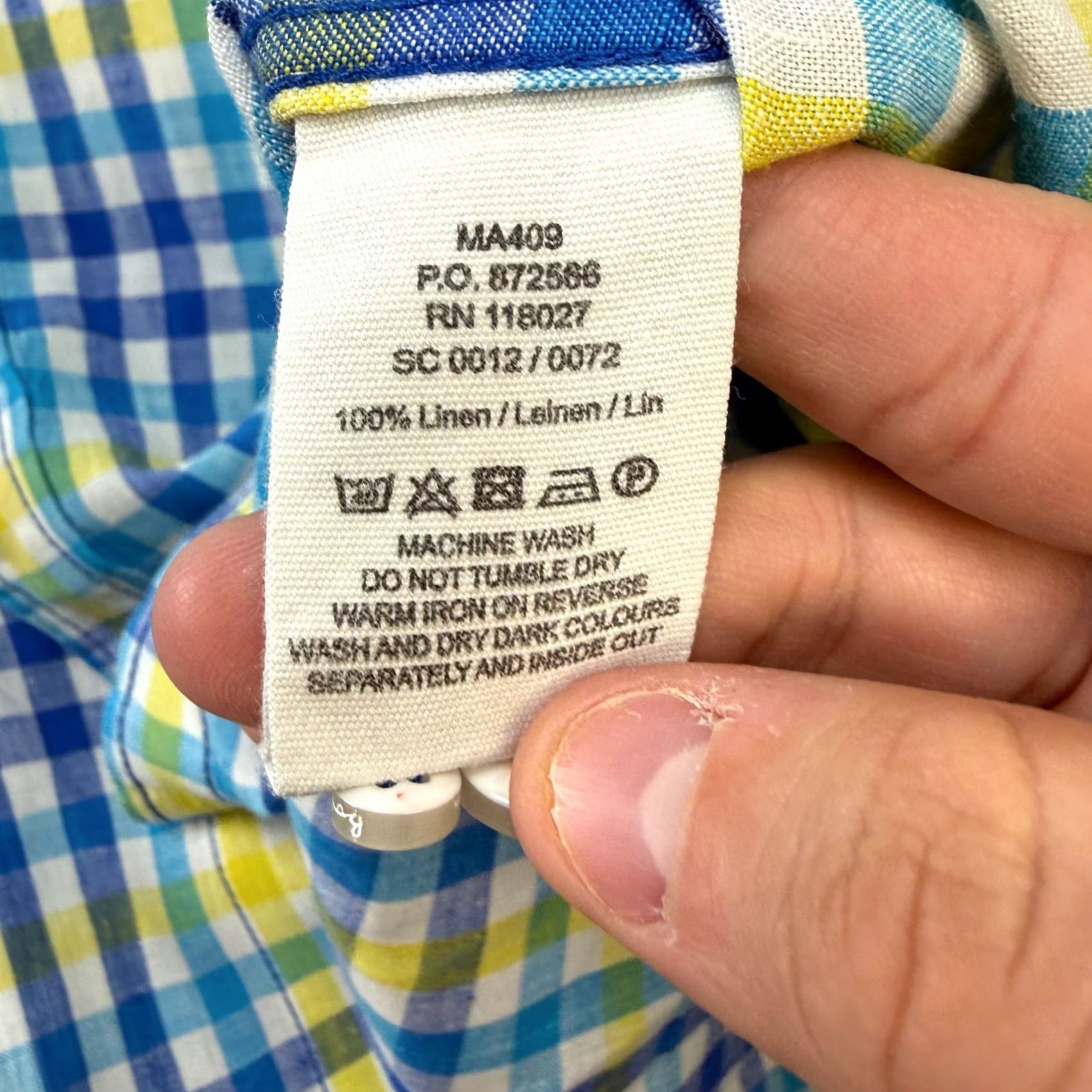 Boden Boden Shirt Mens XL Blue Yellow Check Linen Button Up Preppy Coastal Beach Derby Shirt Size US XL / EU 56 / 4 - 7 Thumbnail