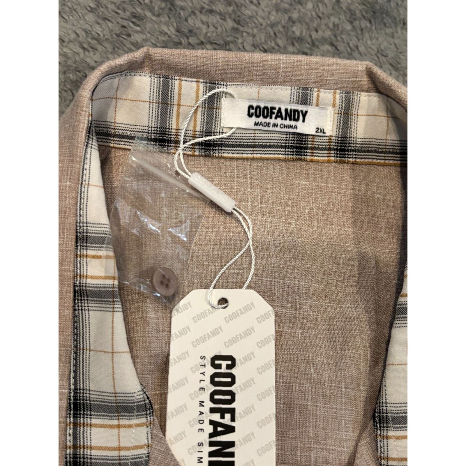 Vintage NWT Coofandy Shirt Mens 2XL Tan Short Sleeve Button Up Casual Relaxed Size US XXL / EU 58 / 5 - 2 Thumbnail