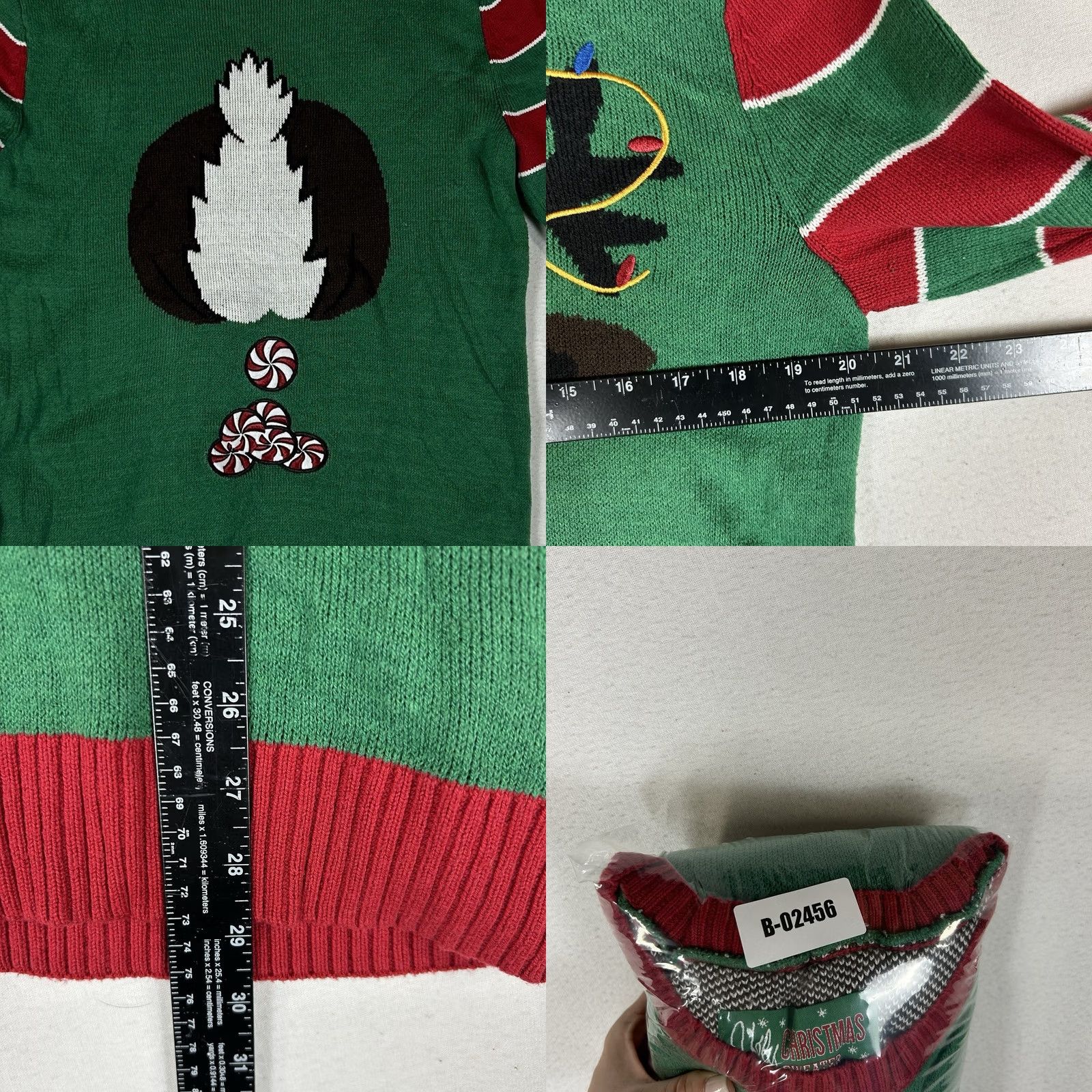 Vintage Women's Large Ugly Christmas Sweater Red Nose Reindeer Holiday Striped Size L / US 10 / IT 46 - 8 Thumbnail