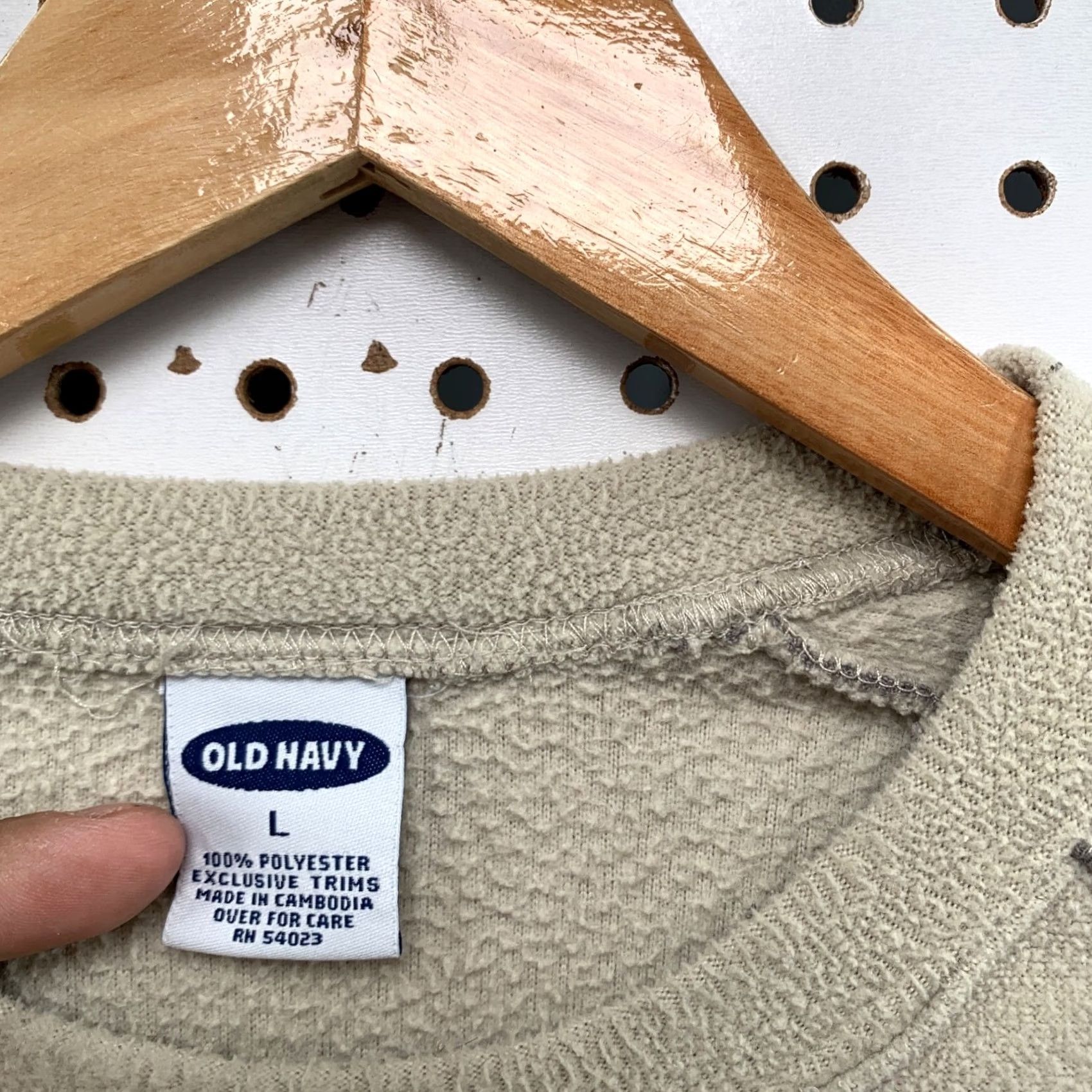 Old Navy VINTAGE Old Navy Fleece Sweatshirt Mens Large Beige Pullover Y2K Size US L / EU 52-54 / 3 - 3 Thumbnail
