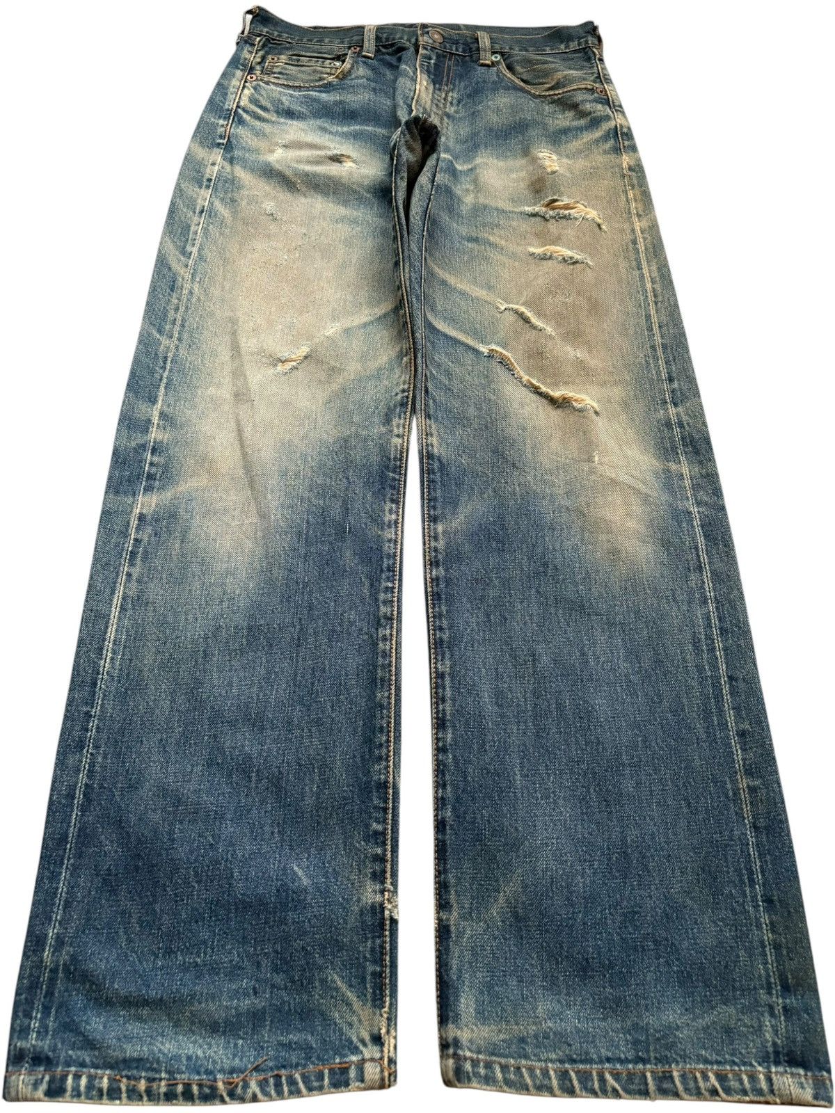 Levi's Vintage 80s Levis 502 Big E Selvedge Rusty Wash Baggy Jean Size US 30 / EU 46 - 2 Thumbnail
