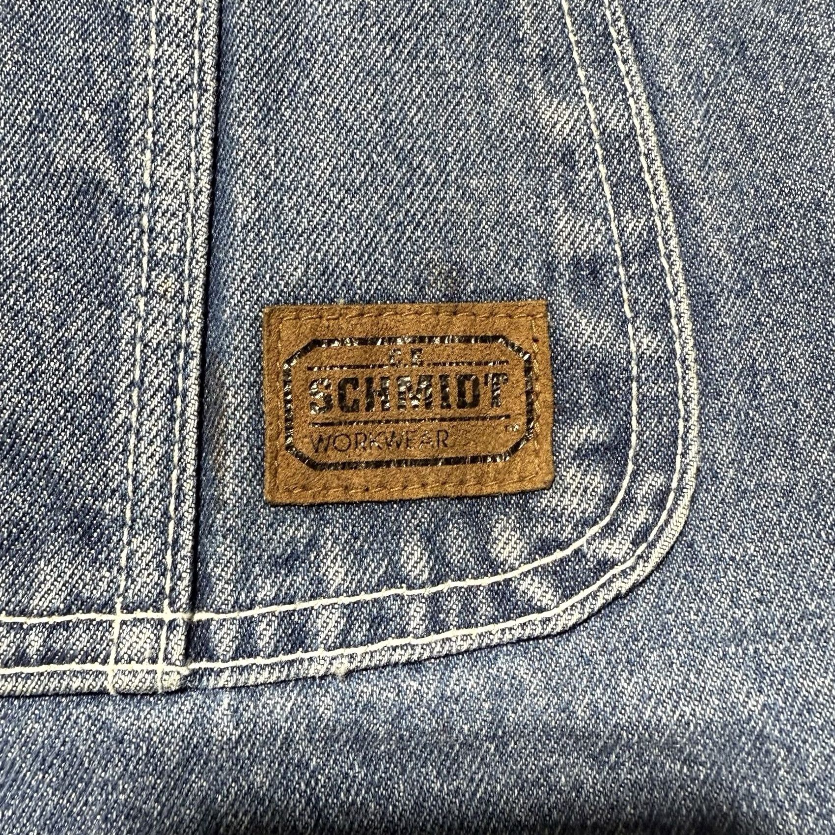 Denime CE Schmidt Bib Overalls Mens 48x28 Blue Denim Jeans 100% Cotton Medium Wash Overalls Buckle Strap Pockets Vintage No Size US 32 / EU 48 - 4 Thumbnail