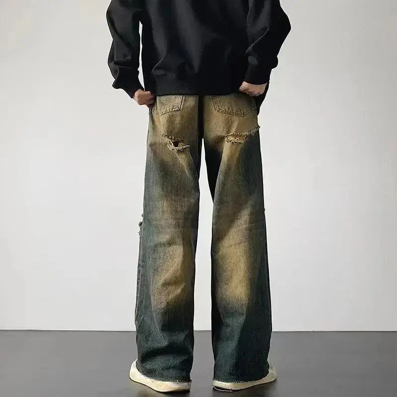 Japanese Brand Ripped jeans men loose hip-hop gangster handsome Size US 32 / EU 48 - 2 Thumbnail