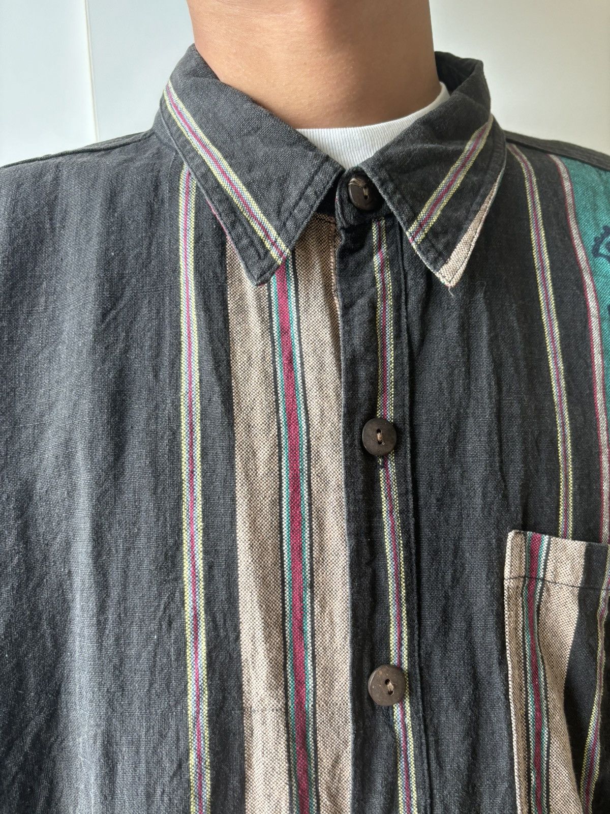 Handmade × Vintage Nepalese Button-up Shirt with Hand Blockprinted design Size US M / EU 48-50 / 2 - 4 Thumbnail