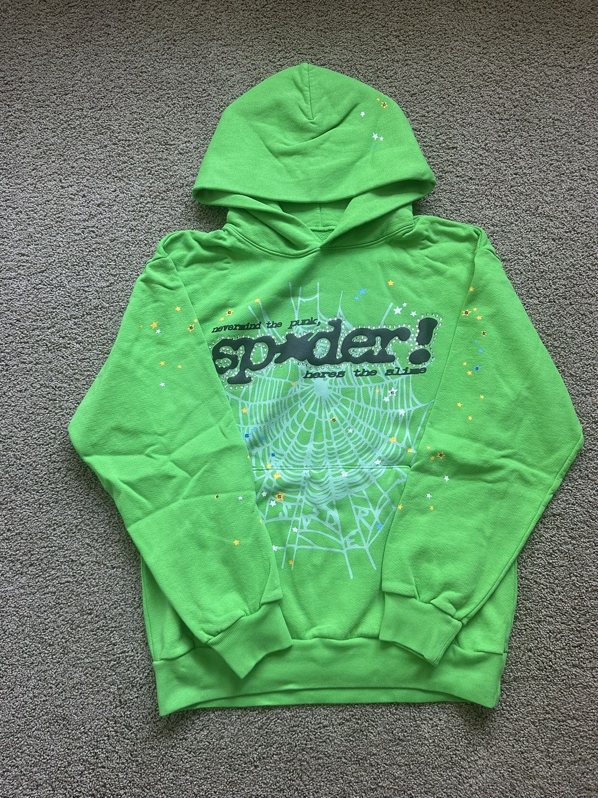Sp5der Sp5der Green Punk V2 Rhinestone Hoodie Size US M / EU 48-50 / 2 - 1 Thumbnail