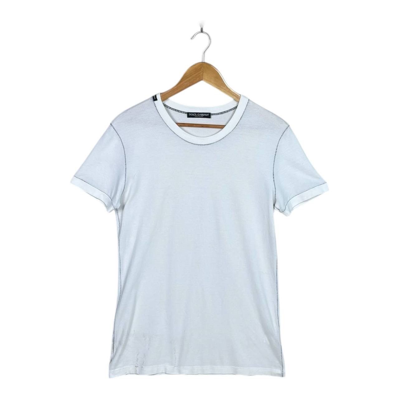 Dolce & Gabbana Dolce & Gabbana White Contrast Stitch Minimalist Tee Sz 54 Size US L / EU 52-54 / 3 - 1 Thumbnail