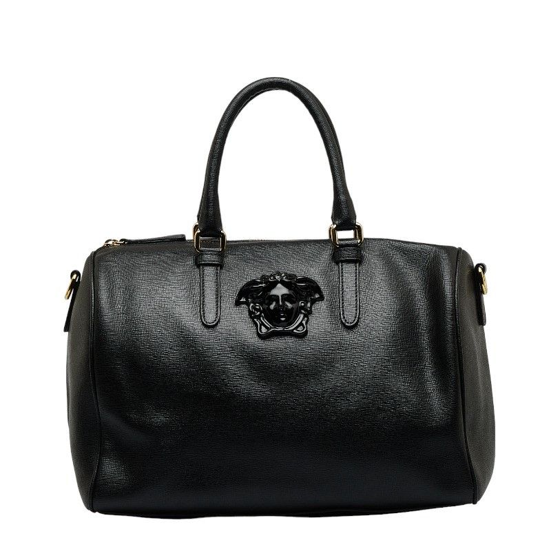 image of Versace Medusa Handbag Mini Boston Bag Black Leather Plastic, Women's