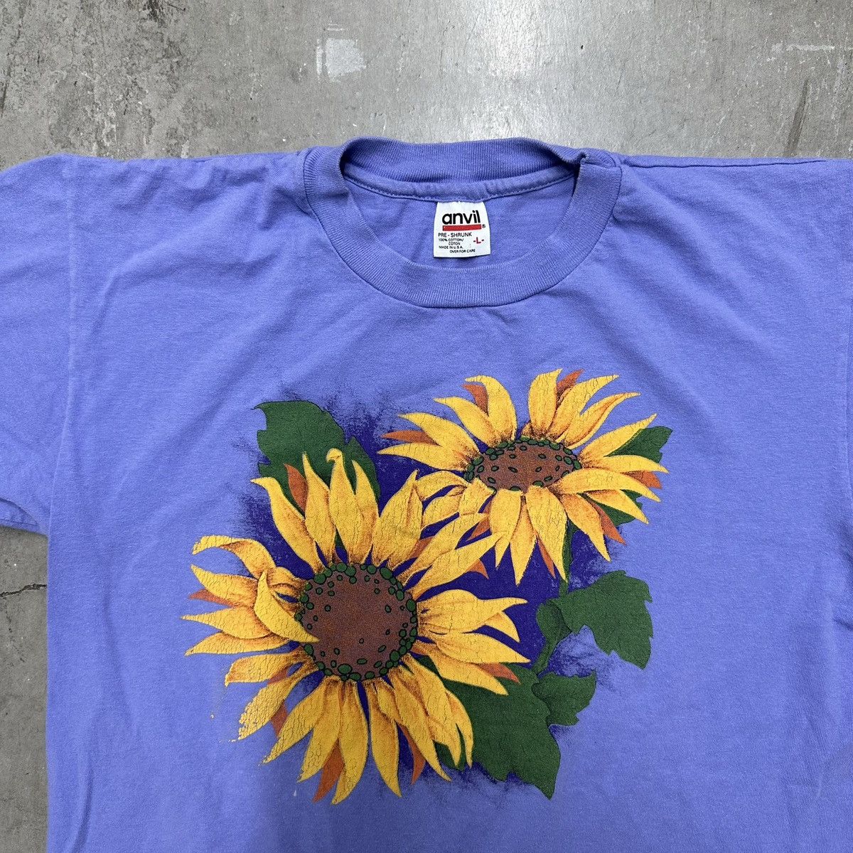 Japanese Brand × Vintage Vintage 90s Nature Flower Lavender Sunflower Tee Size US L / EU 52-54 / 3 - 2 Thumbnail