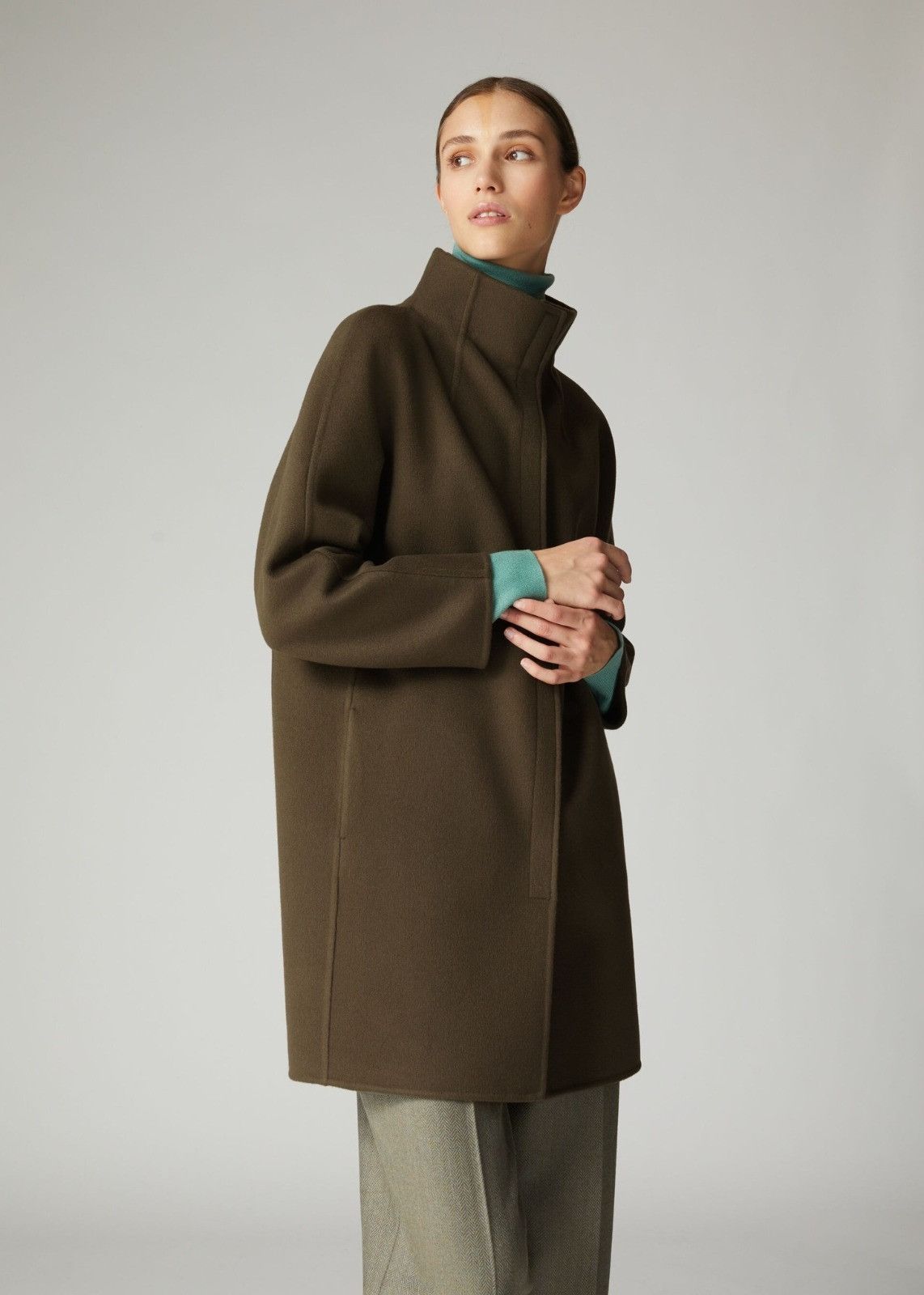 Loro Piana o1srvl11e0824 Roaden Ceshmere Coat in Oilve Green Size M / US 6-8 / IT 42-44 - 3 Thumbnail