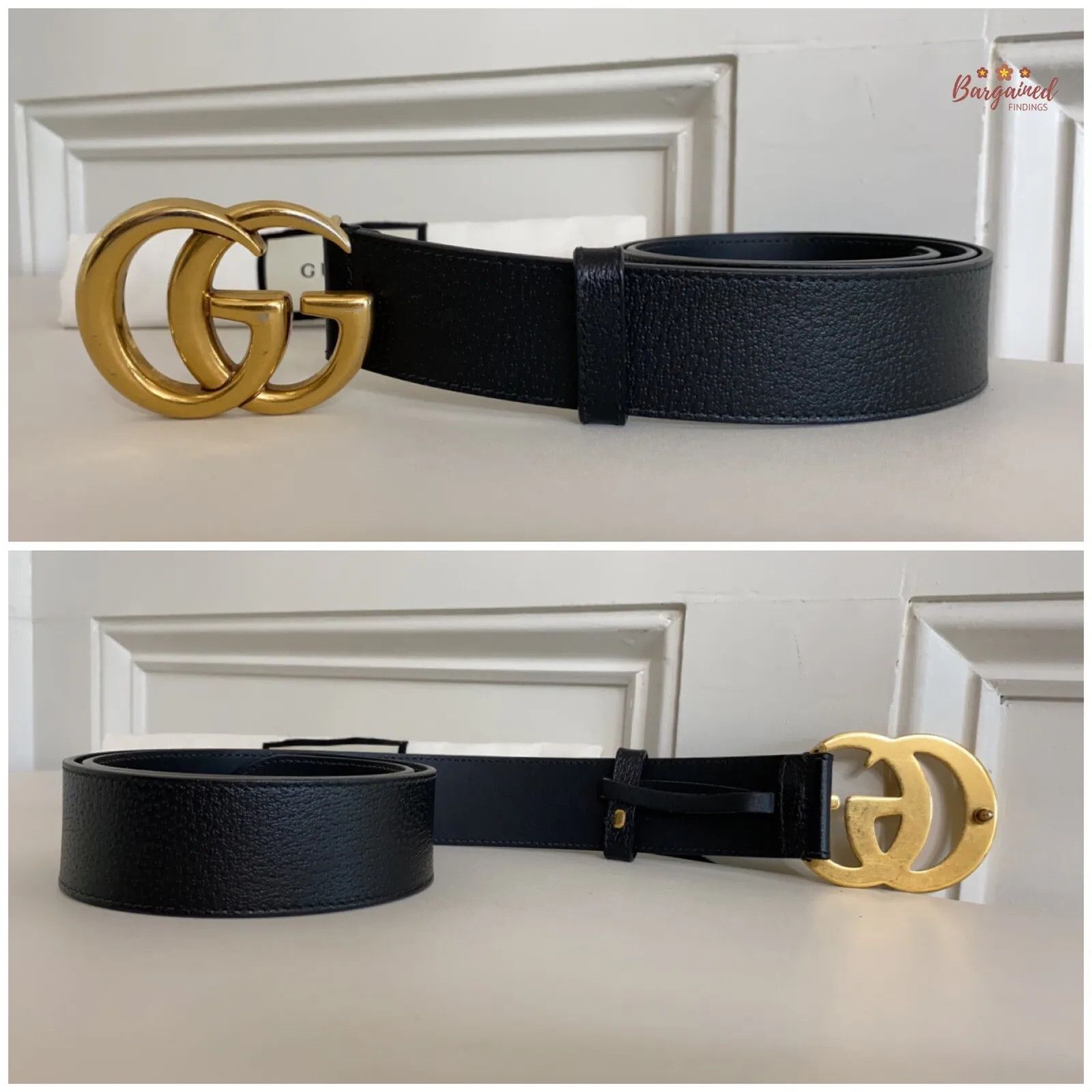 Gucci Gucci Textured Wide Leather Signature Double G Buckle Belt Size 28 - 4 Thumbnail