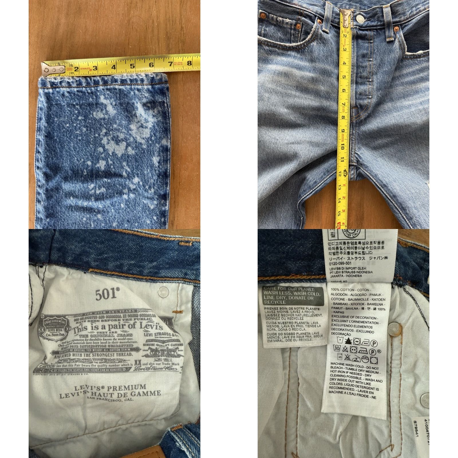 Levi's Levi's 501 Jeans Womens 28x26 Button Fly Distressed Denim Acid Splatter Premium 501 Series 90s Retro City Mom Jean Size 28" / US 6 / IT 42 - 8 Thumbnail