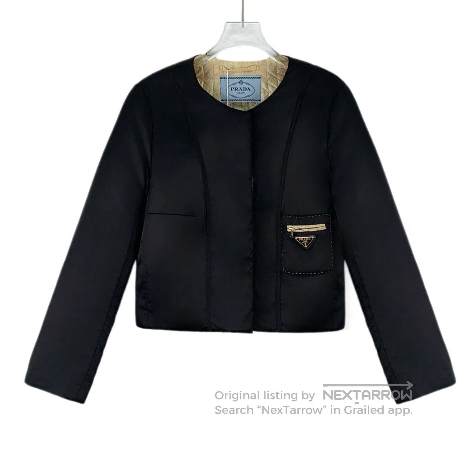 Prada Prada Black small triangular logo leather collar long-slee Size XS / US 0-2 / IT 36-38 - 1 Thumbnail