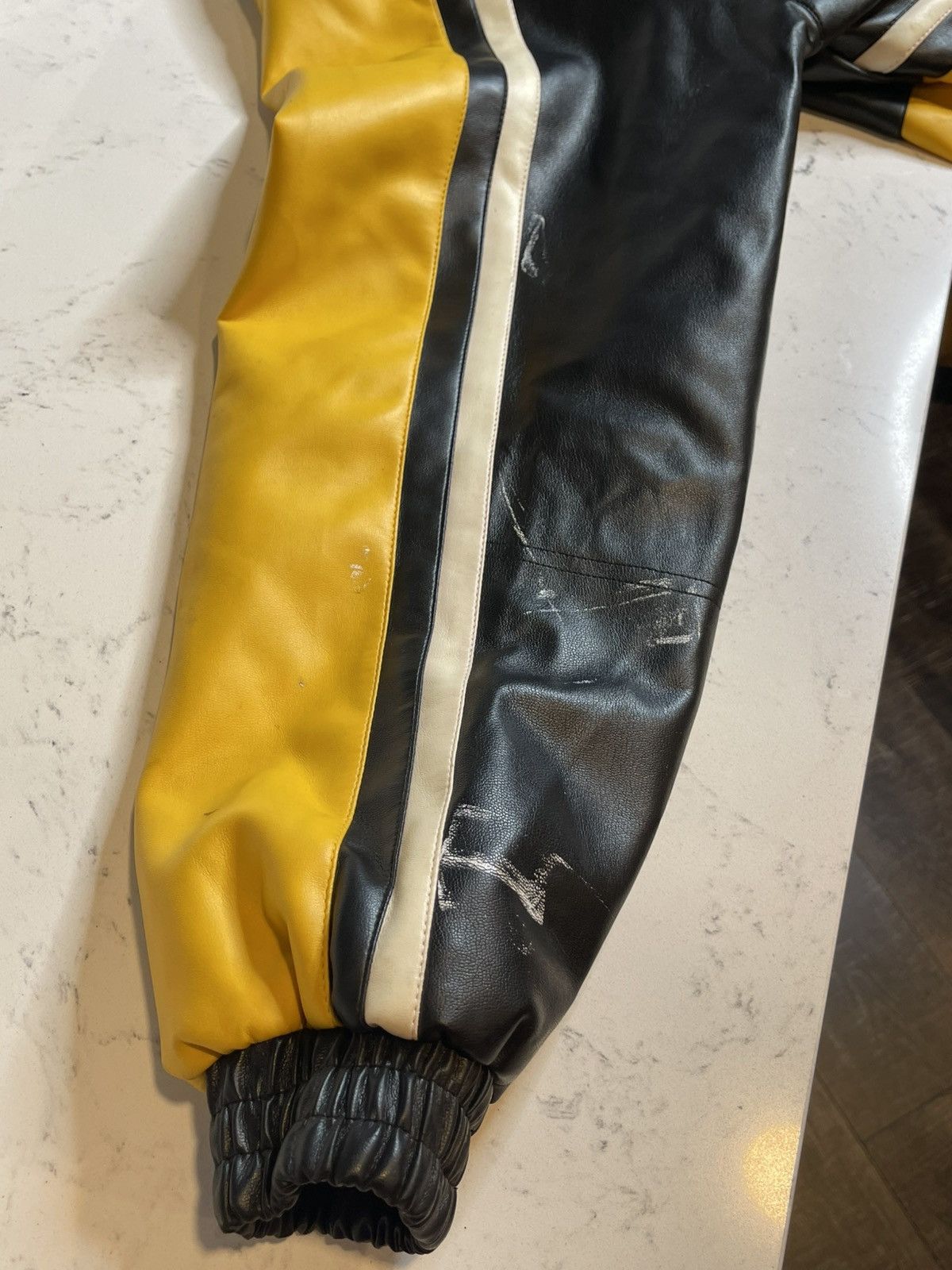 NFL Vtg Pittsburgh Steelers Faux Leather GIII Jacket NWT *FLAW Size US L / EU 52-54 / 3 - 12 Thumbnail
