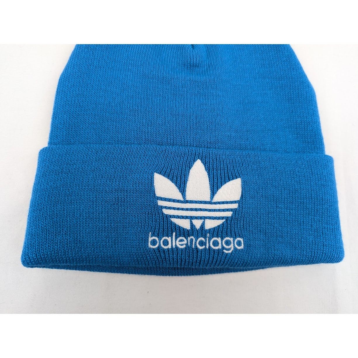 Adidas × Balenciaga o1rshd1 Size: OS / Sretchy Rib Knit Beanie / Hat Blue/White Size ONE SIZE - 4 Thumbnail