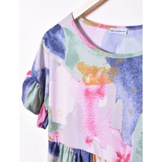 Other Watercolor Tiered Babydoll Dress Short Sleeve Lightweight Wo Size S / US 4 / IT 40 - 3 Thumbnail