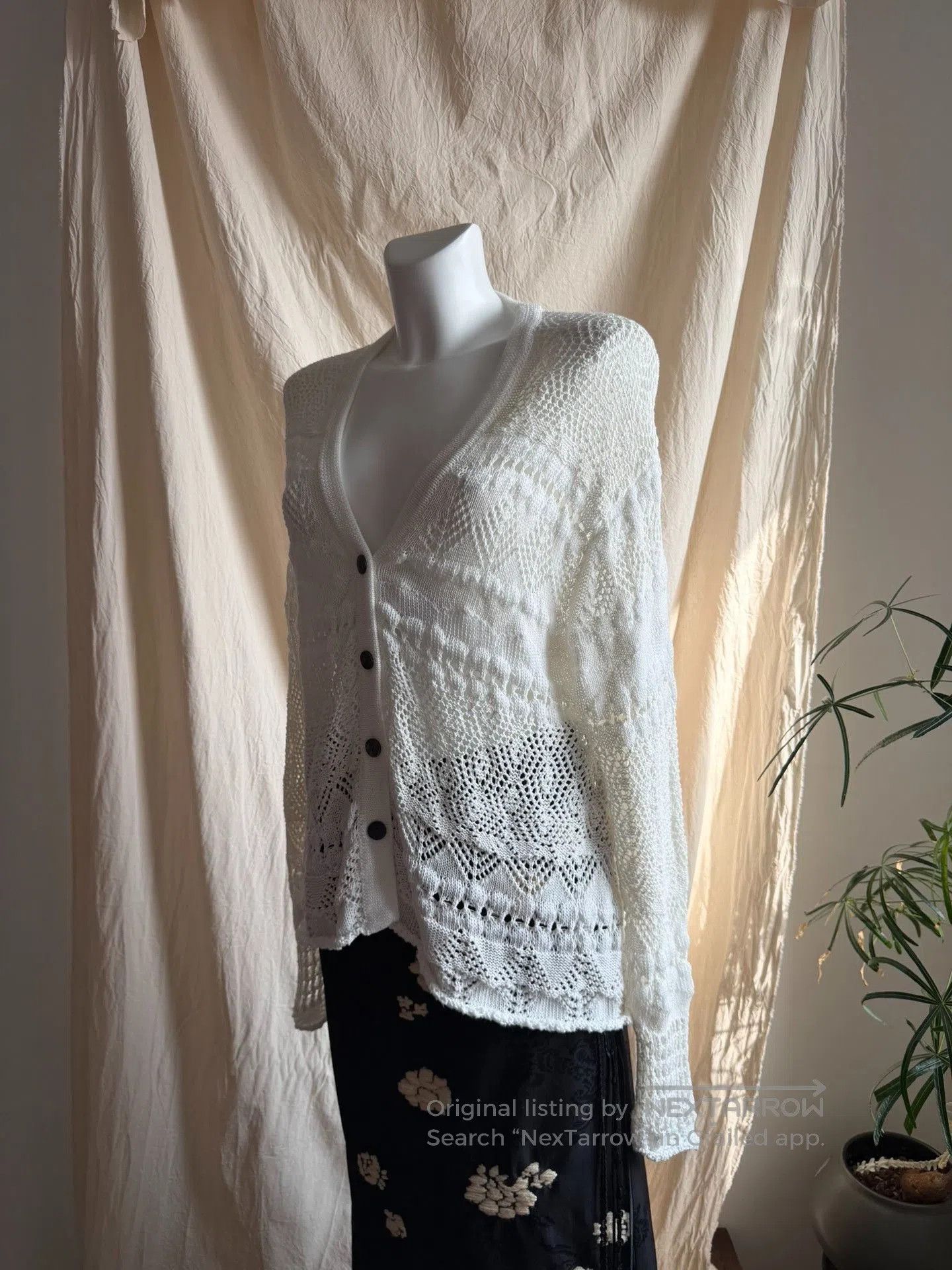 Y's Y'sforliving Cotton Knit Openwork Cardigan. Size M / US 6-8 / IT 42-44 - 6 Thumbnail